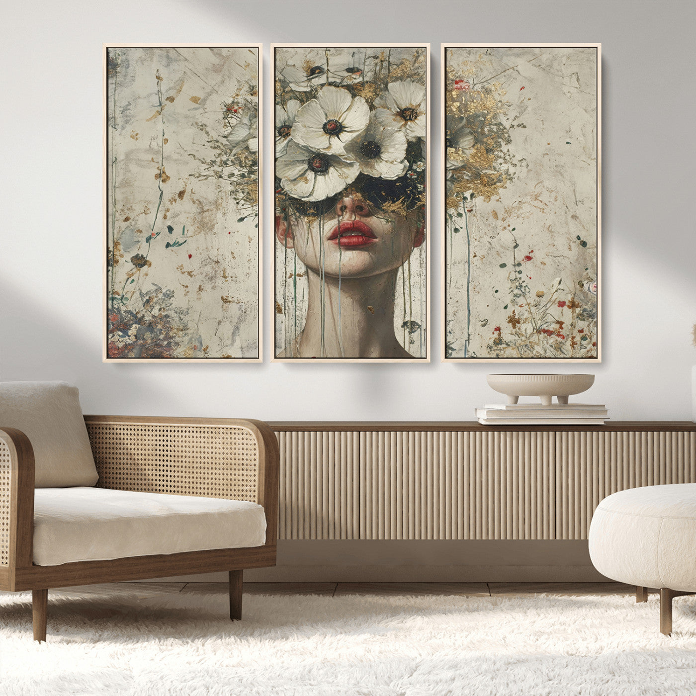 MGV-FC-48X32-3P - Abstract Floral Women Patel Wall Art Canvas Print