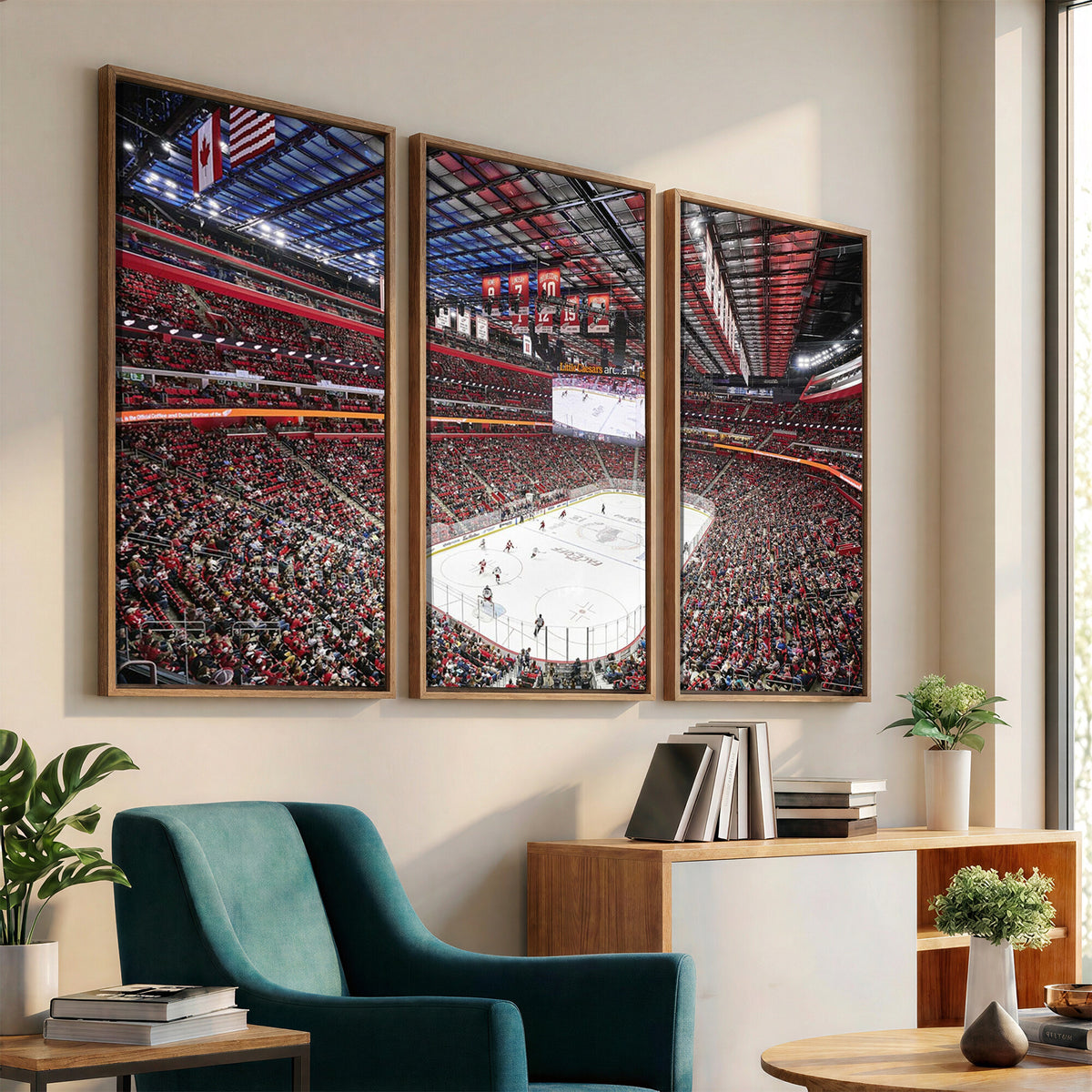 62263-MGV-CV-36X24 - Barton Malow Little Caesars Arena Detroit Wall Art Canvas Print - Detroit Hockey and Basketball