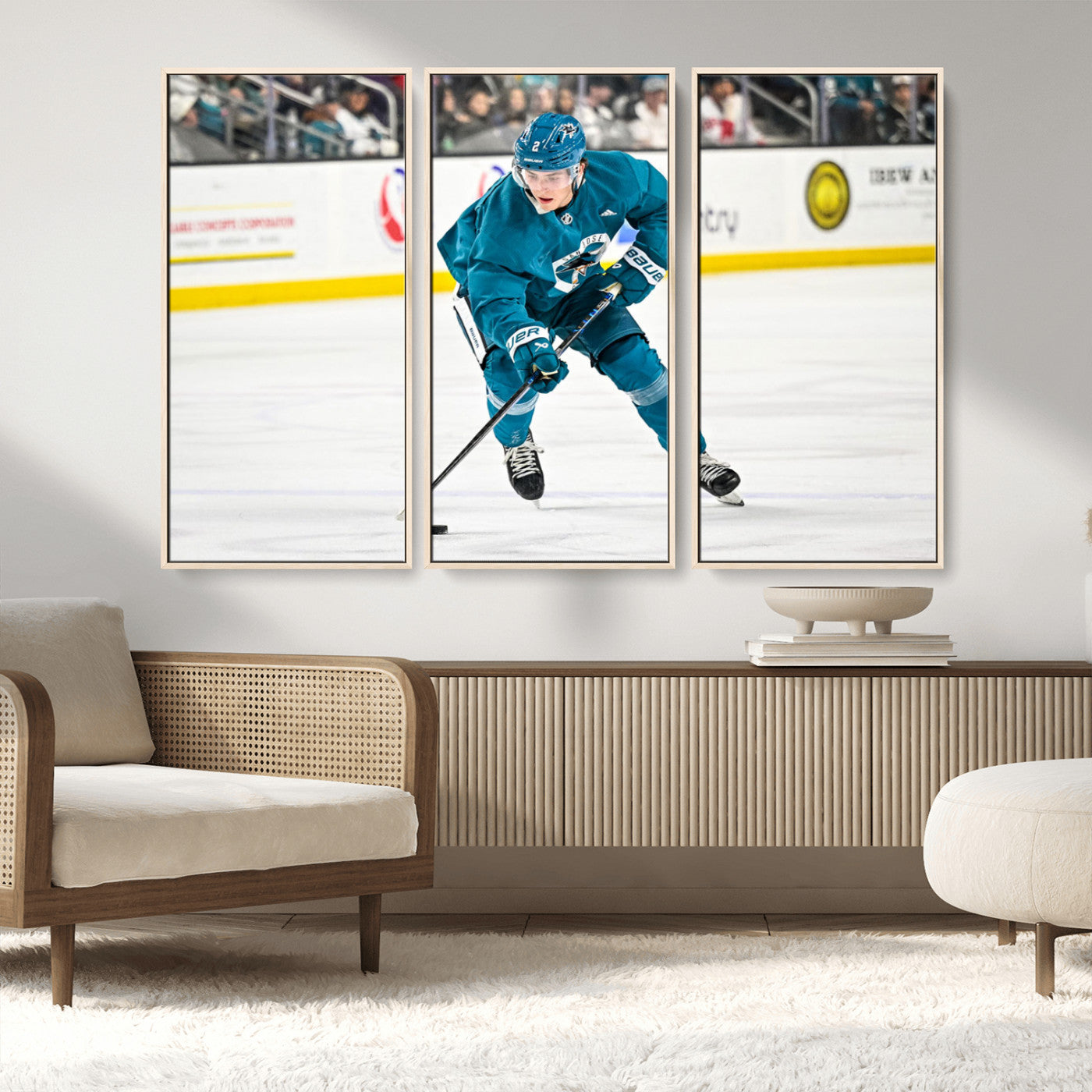 MGV-FC-48X32-3P - San Jose Sharks Ice Hockey Player Wall Art Canvas Print