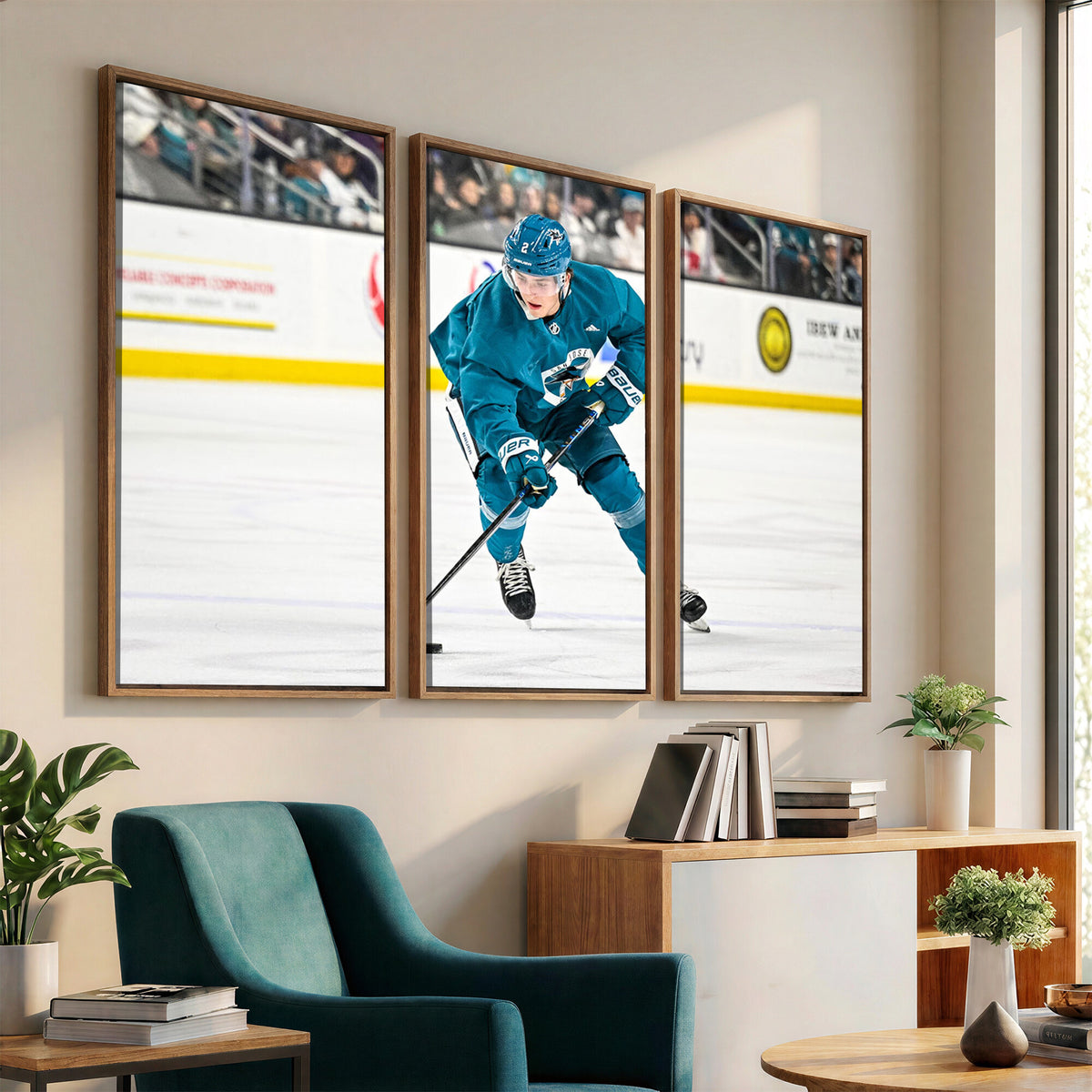 69179-MGV-CV-36X24 - San Jose Sharks Ice Hockey Player Wall Art Canvas Print