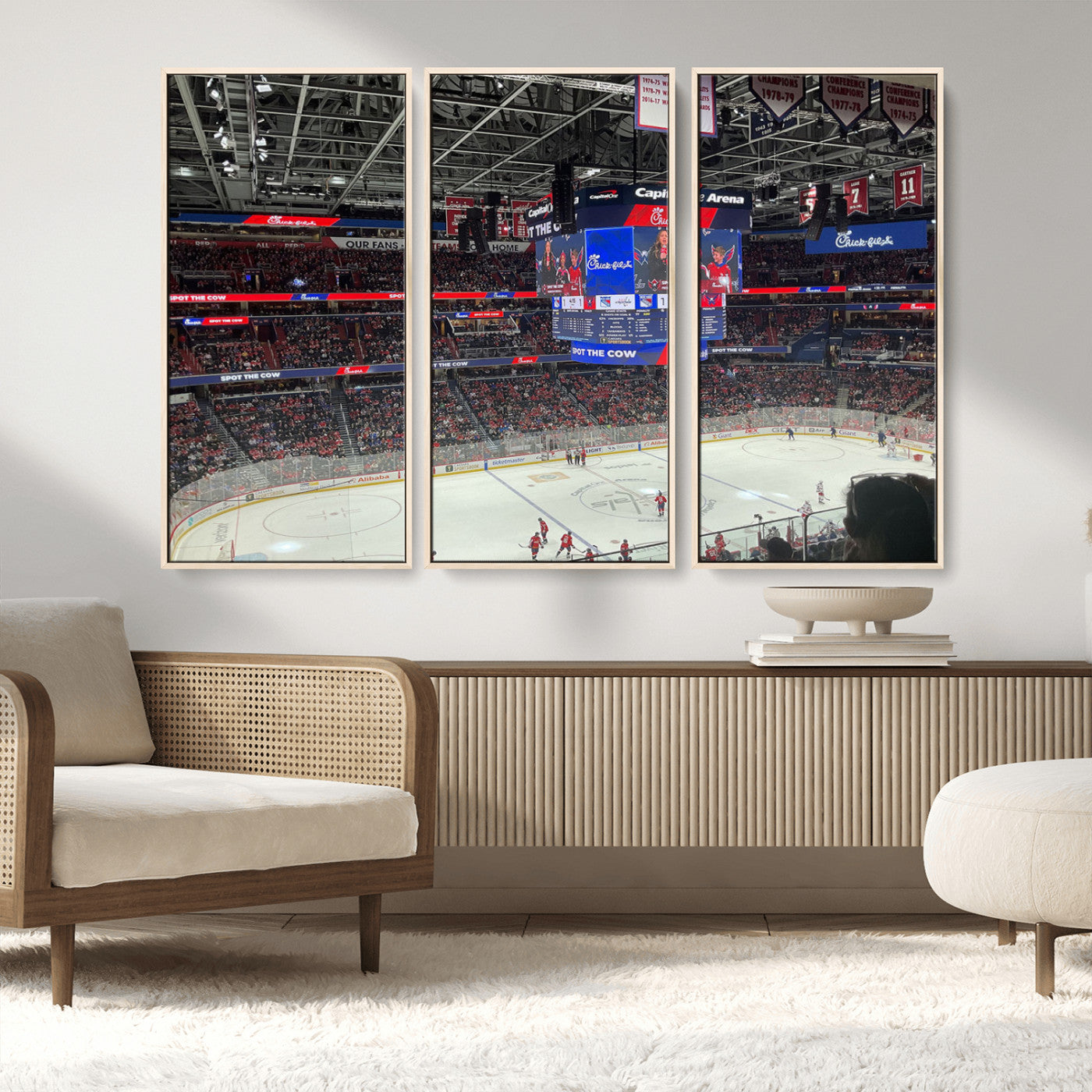 MGV-FC-48X32-3P - Washington Capitols New York Rangers Ice Hockey Game Stadium Wall Art Canvas Print