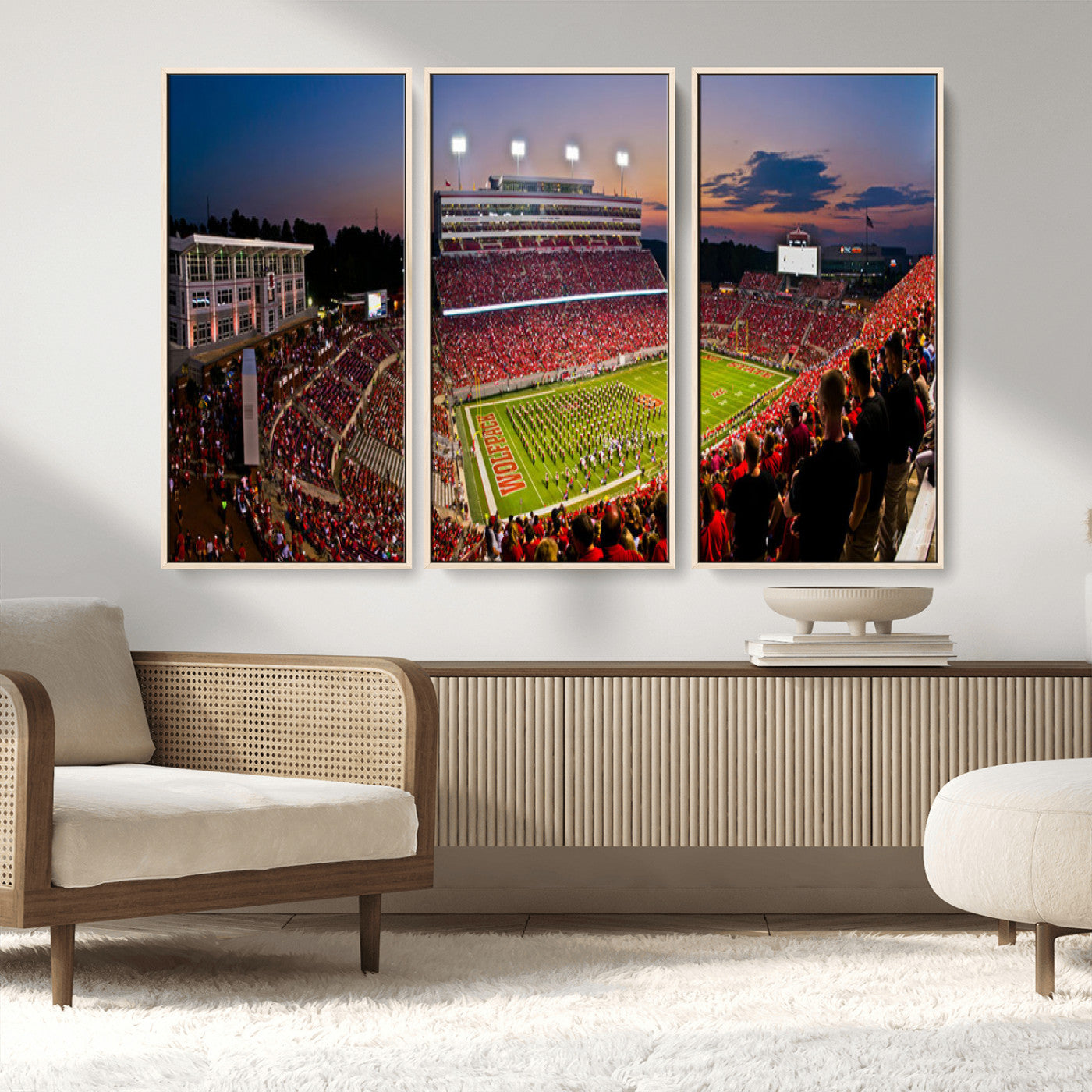 MGV-FC-48X32-3P - NC State Wolfpack Football Team Print - Raleigh Carter-Finley Stadium Wall Art Canvas Print