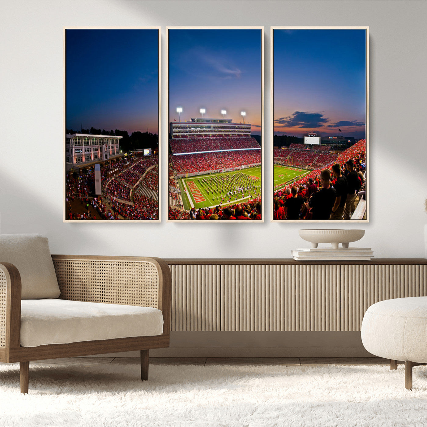 MGV-FC-48X32-3P - NC State Wolfpack Football Team Print - Raleigh Carter-Finley Stadium Wall Art Canvas Print