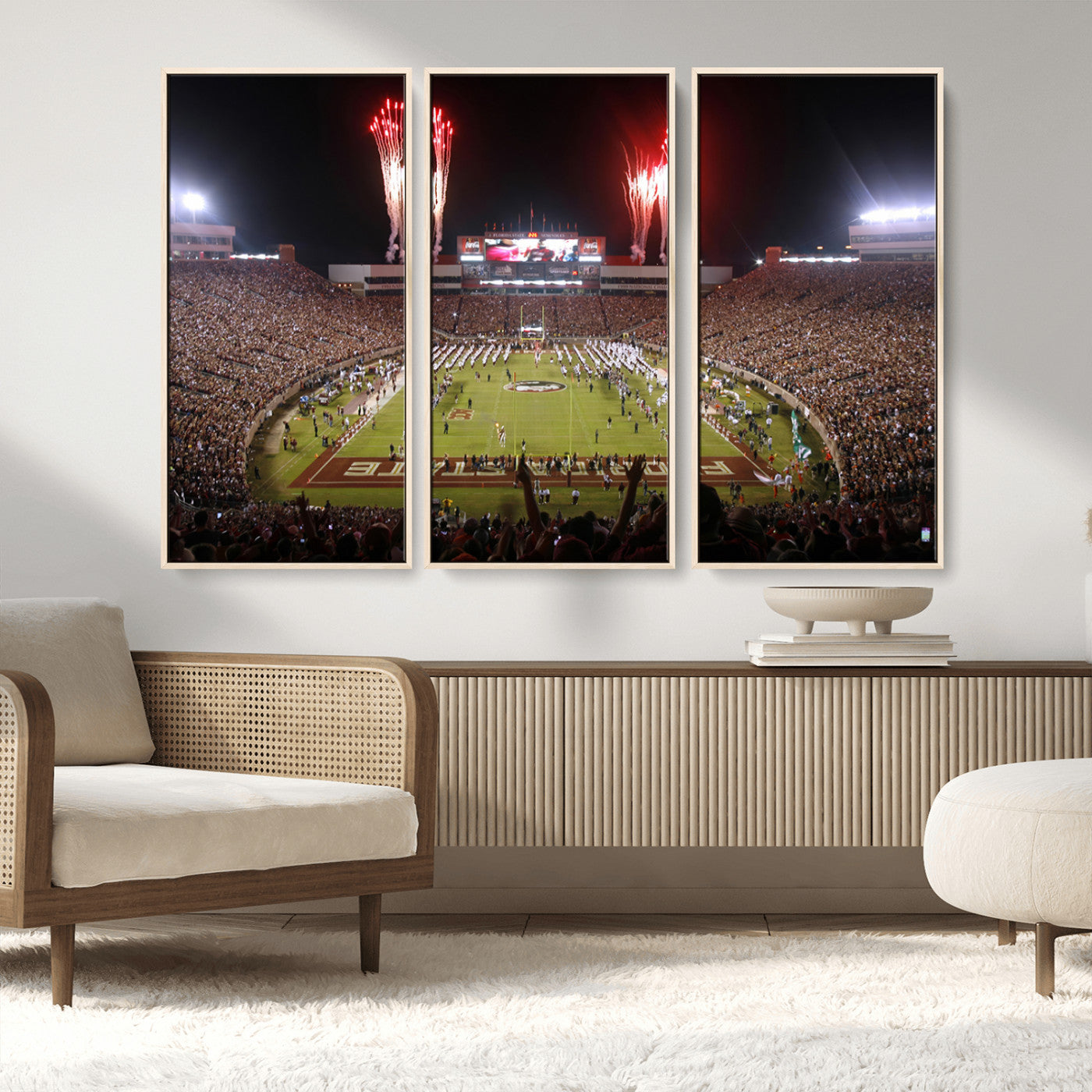 MGV-FC-48X32-3P - Framed Florida State Seminoles Football Team Print - Tallahassee Doak Campbell Stadium Wall Art