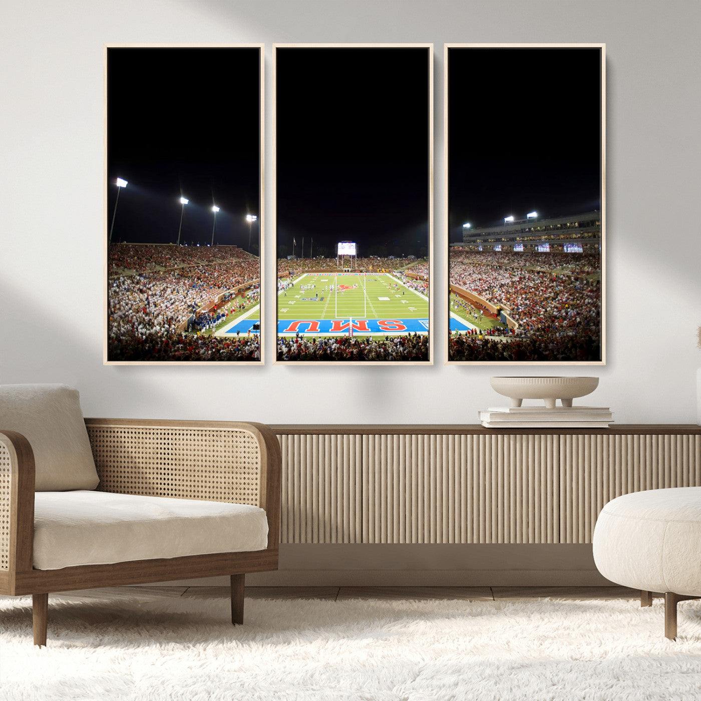 MGV-FC-48X32-3P - SMU Mustangs Football Team Print - Dallas Gerald J. Ford Stadium Wall Art Canvas Print