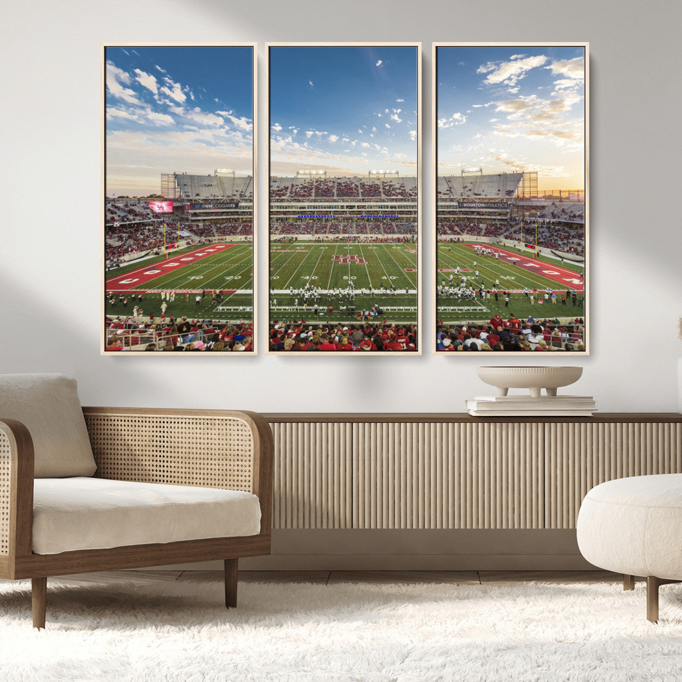 MGV-FC-48X32-3P - Framed Houston Cougars Football Team Print - Houston TDECU Stadium Wall Art Canvas Print