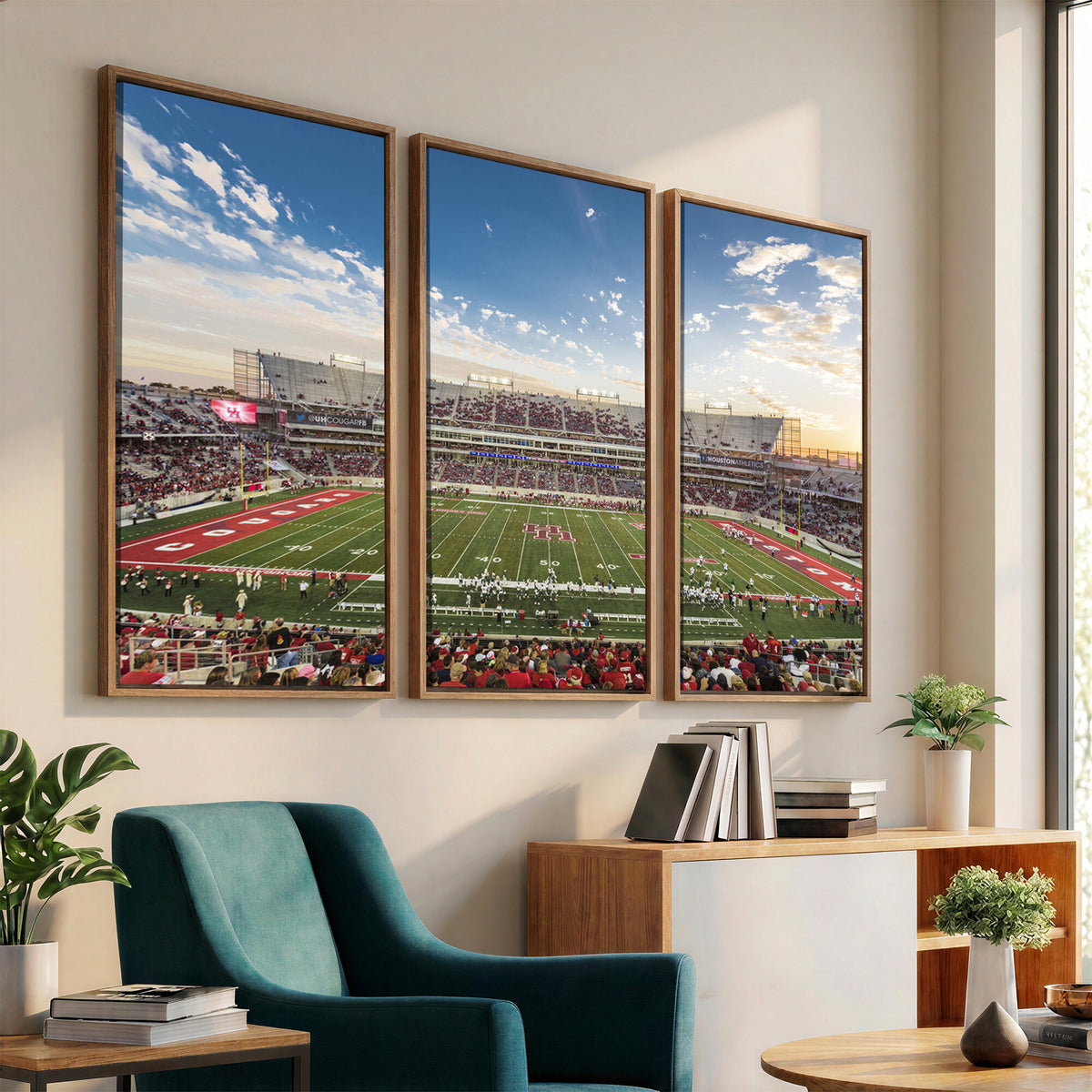 36612-MGV-CV-36X24 - Framed Houston Cougars Football Team Print - Houston TDECU Stadium Wall Art Canvas Print