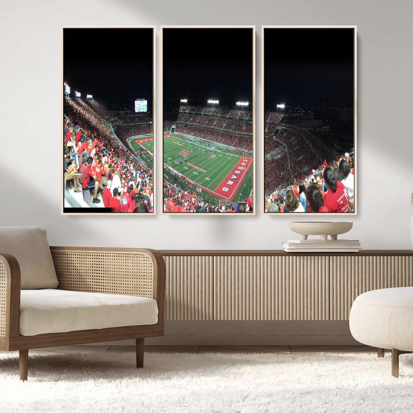 MGV-FC-48X32-3P - Houston Cougars Football Team Print - Houston TDECU Stadium Wall Art Canvas Print