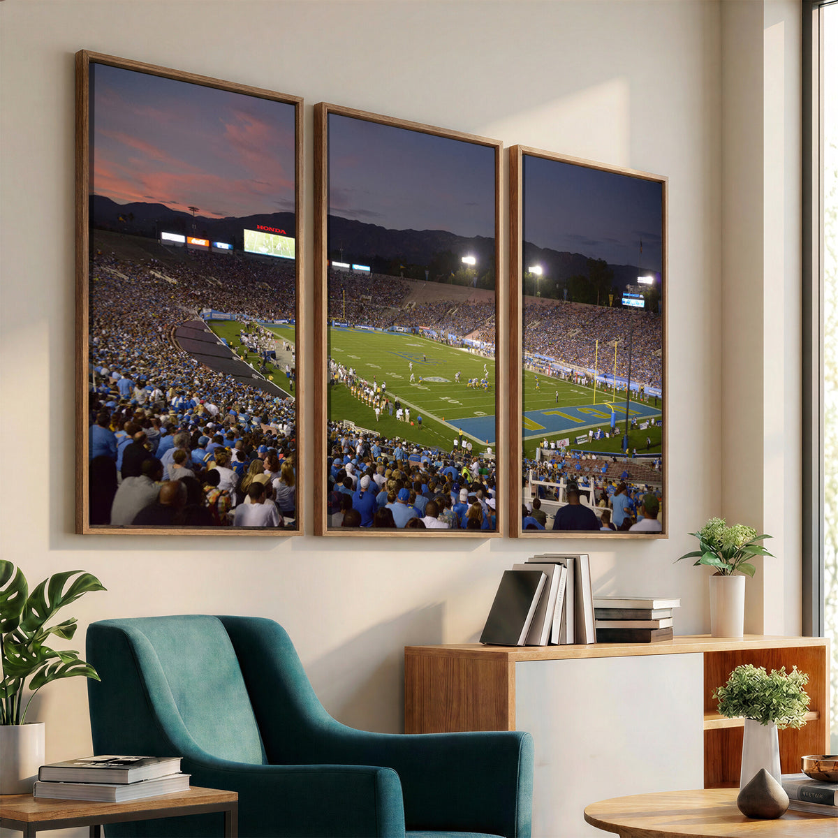 90359-MGV-CV-36X24 - UCLA Bruins Football Team Print - Pasadena Rose Bowl Stadium Wall Art Canvas Print