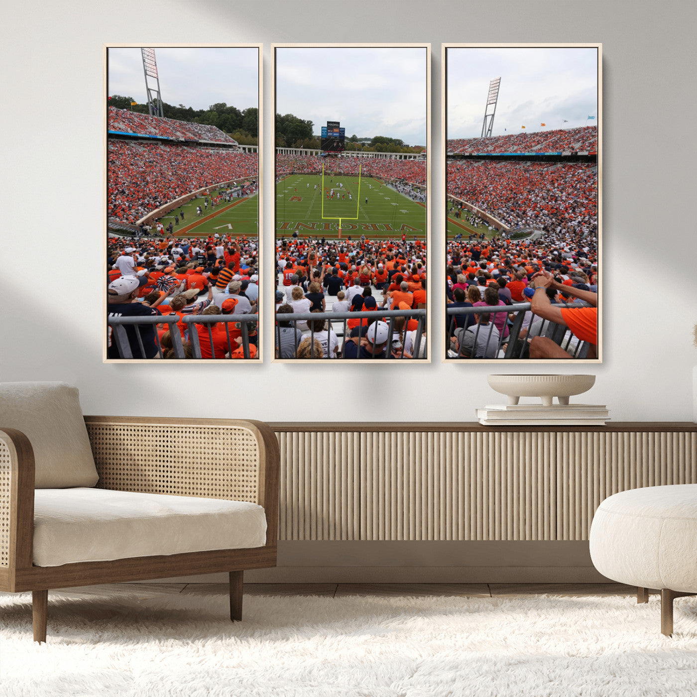 MGV-FC-48X32-3P - Virginia Cavaliers Football Team Print - Charlottesville Scott Stadium Print Wall Art Canvas