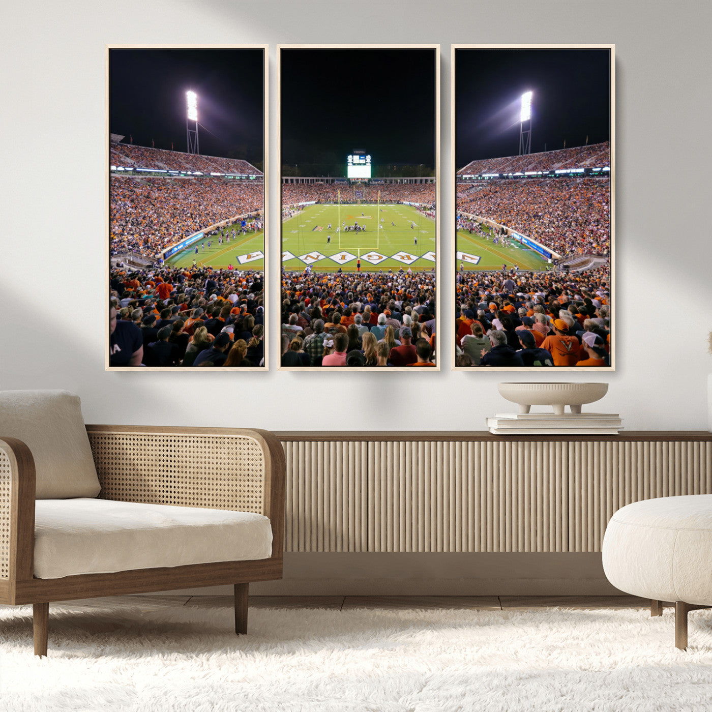 MGV-FC-48X32-3P - Virginia Cavaliers Football Team Print - Charlottesville Scott Stadium Wall Art Canvas Print