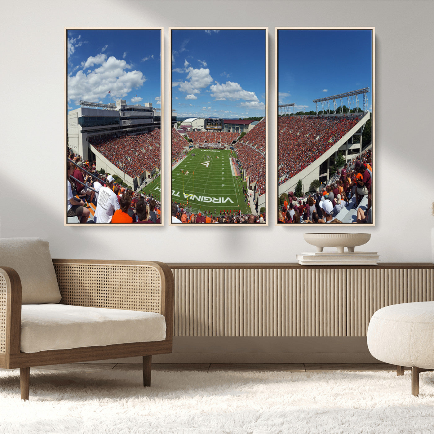 MGV-FC-48X32-3P - Virginia Tech Hokies Football Team Print - Blacksburg Lane Stadium Wall Art Canvas Print