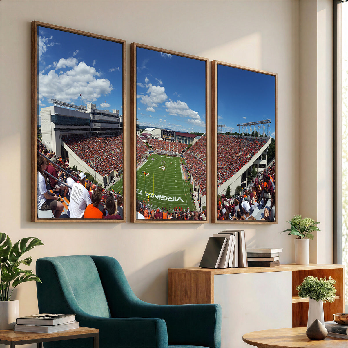 87769-MGV-CV-36X24 - Virginia Tech Hokies Football Team Print - Blacksburg Lane Stadium Wall Art Canvas Print