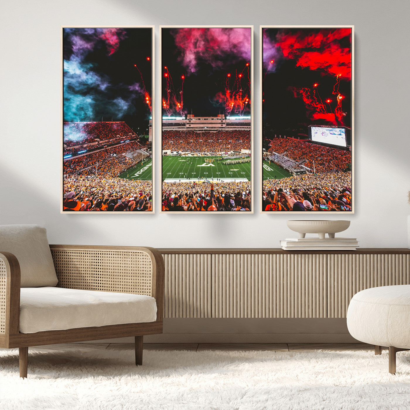 MGV-FC-48X32-3P - Virginia Tech Hokies Football Team Print - Blacksburg Lane Stadium Wall Art Canvas Print