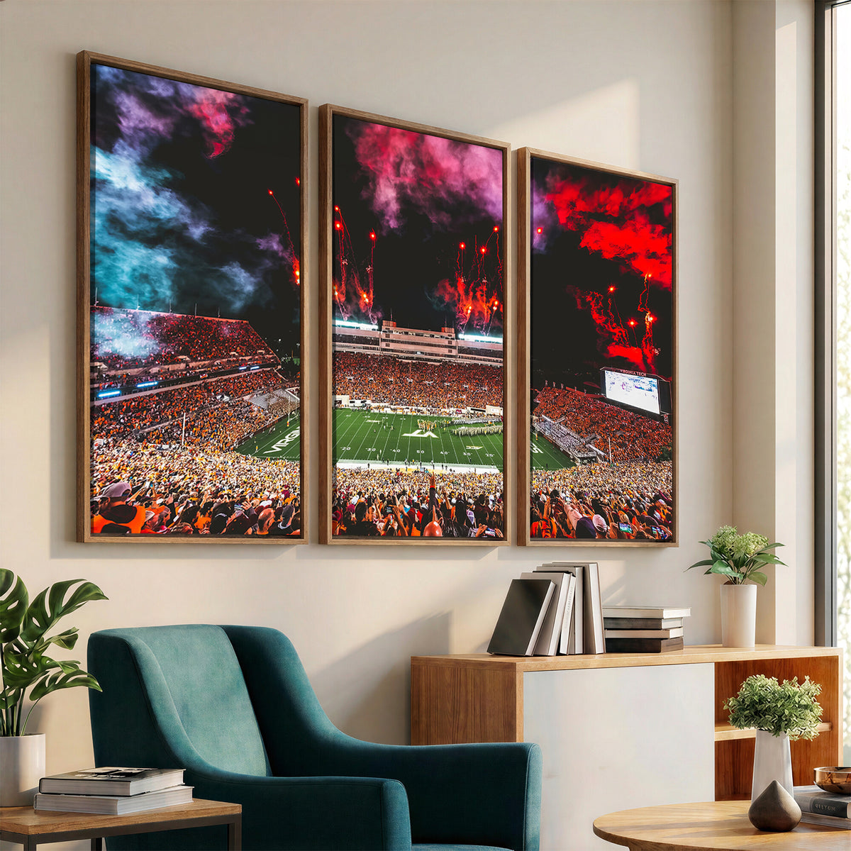 65761-MGV-CV-36X24 - Virginia Tech Hokies Football Team Print - Blacksburg Lane Stadium Wall Art Canvas Print