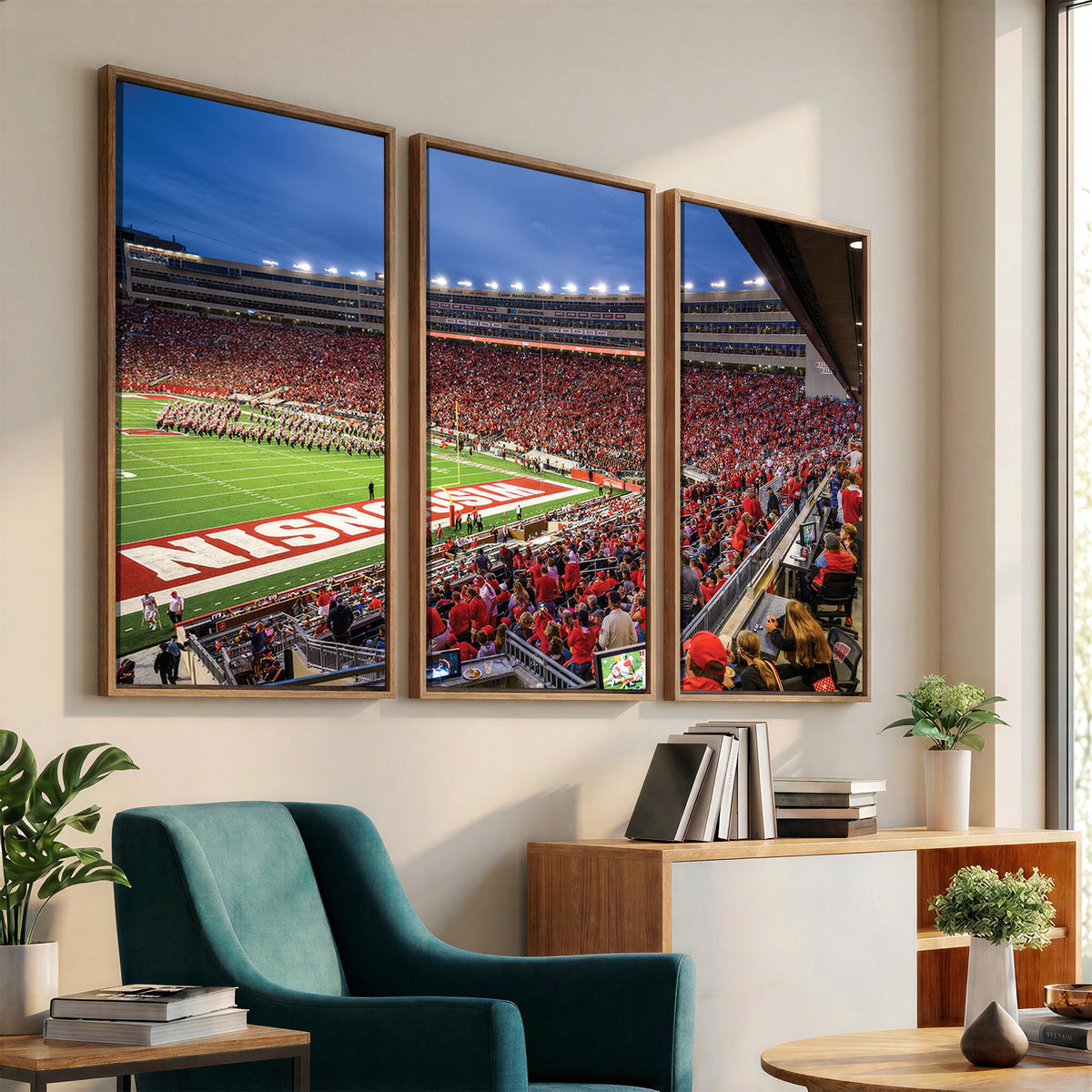 57601-MGV-CV-36X24 - Wisconsin Badgers Football Team Print - Madison Camp Randall Stadium Wall Art, Wisconsin Badgers