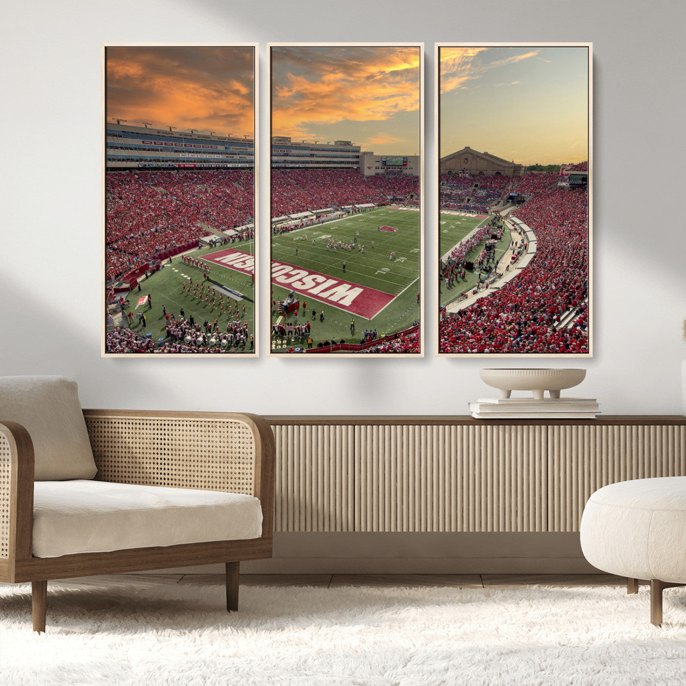 41472-MGV-FC-48X32-3P_Natural-Camp Randall Stadium Wisconsin Badgers Large Wall Art Canvas Print | College Football Stadium Wall