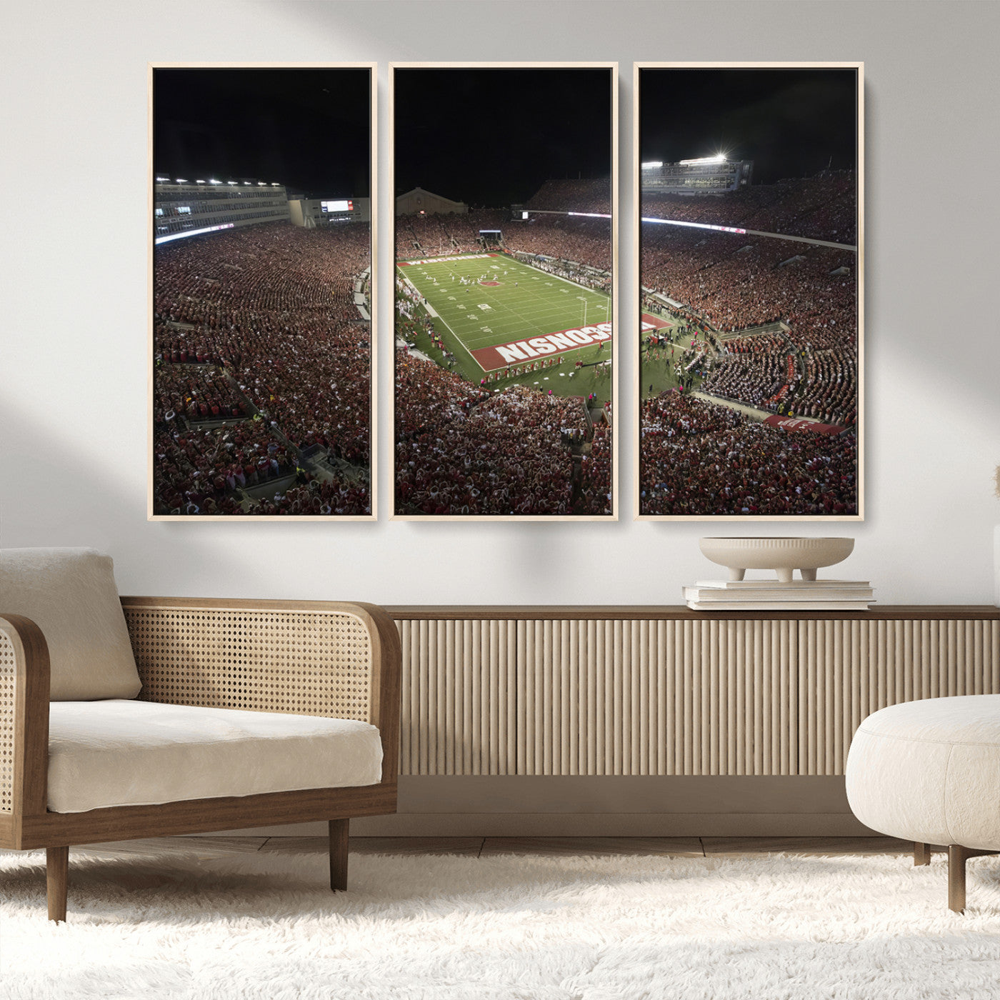 MGV-FC-48X32-3P - Wisconsin Badgers Football Team Print - Madison Camp Randall Stadium Wall Art Canvas Print