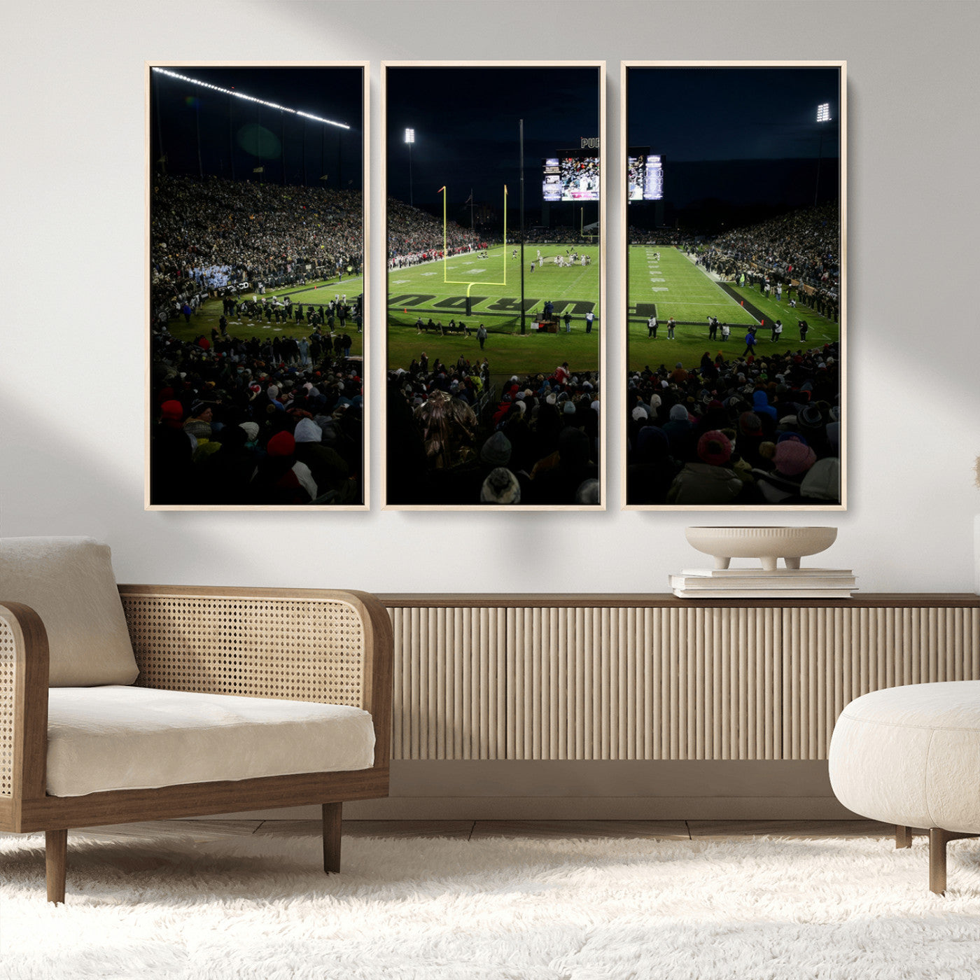 MGV-FC-48X32-3P - Purdue Boilermakers Football Team Print - West Lafayette Ross–Ade Stadium Wall Art Canvas Print