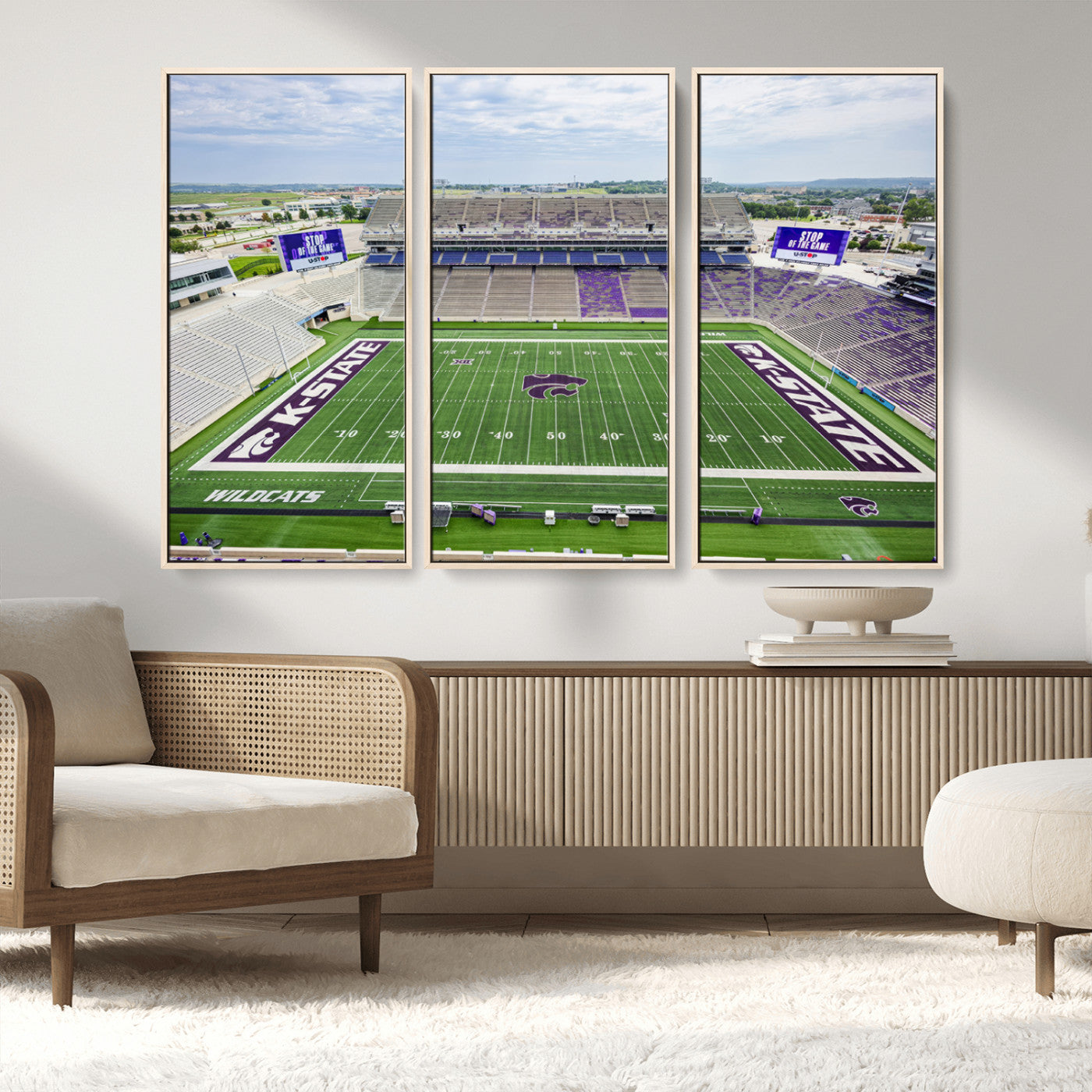 MGV-FC-48X32-3P - KState Wildcats Football Team Print - Manhattan Bill Snyder Family Football Stadium Wall Art Canvas