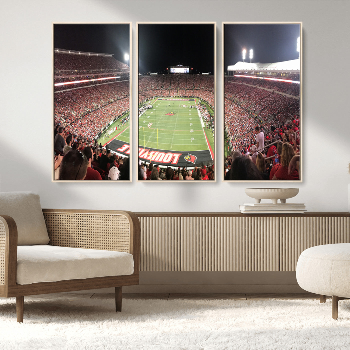 MGV-FC-48X32-3P - University of Louisville Cardinals Football Team Print - Louisville Cardinal Stadium Wall Art Canvas