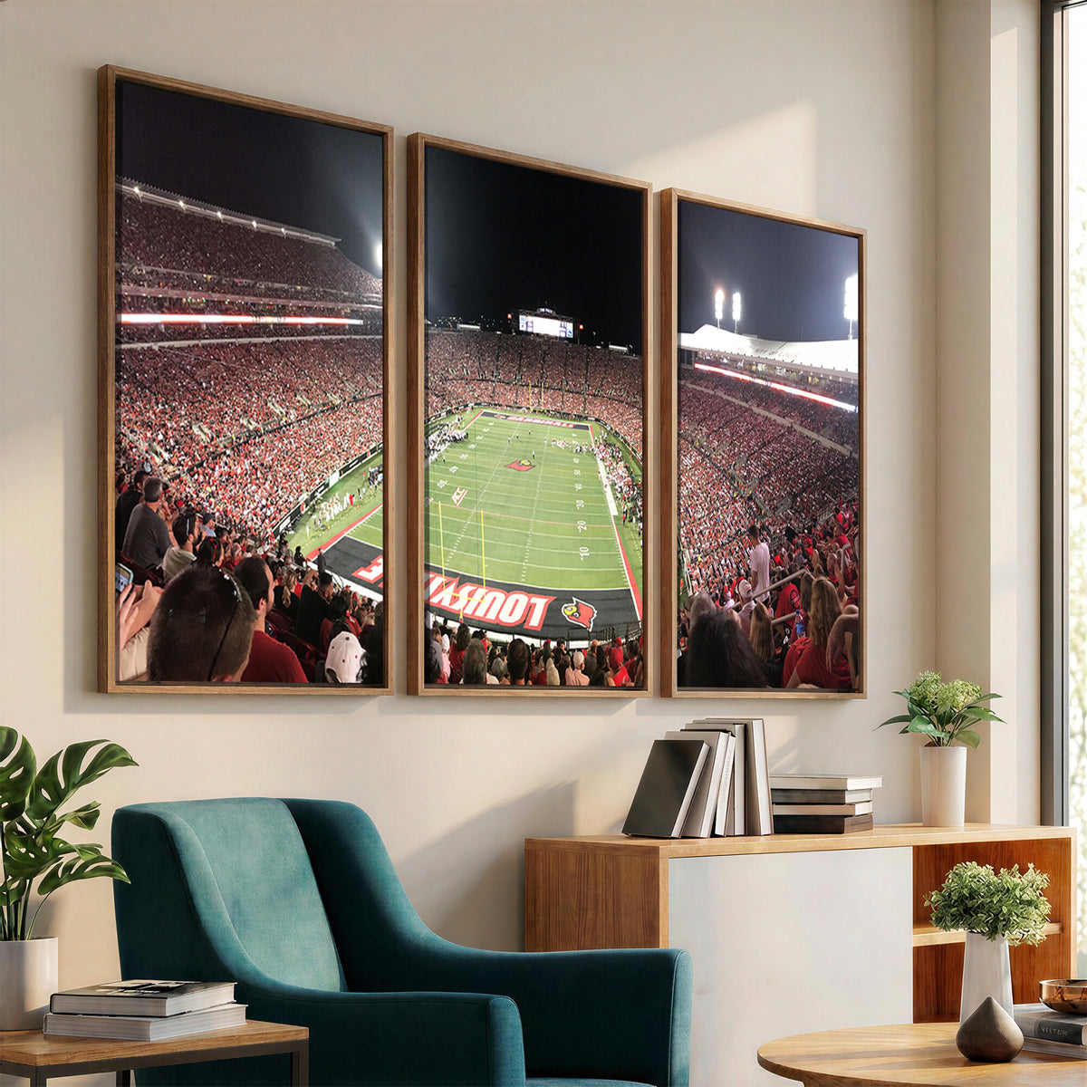 52267-MGV-CV-36X24 - University of Louisville Cardinals Football Team Print - Louisville Cardinal Stadium Wall Art Canvas