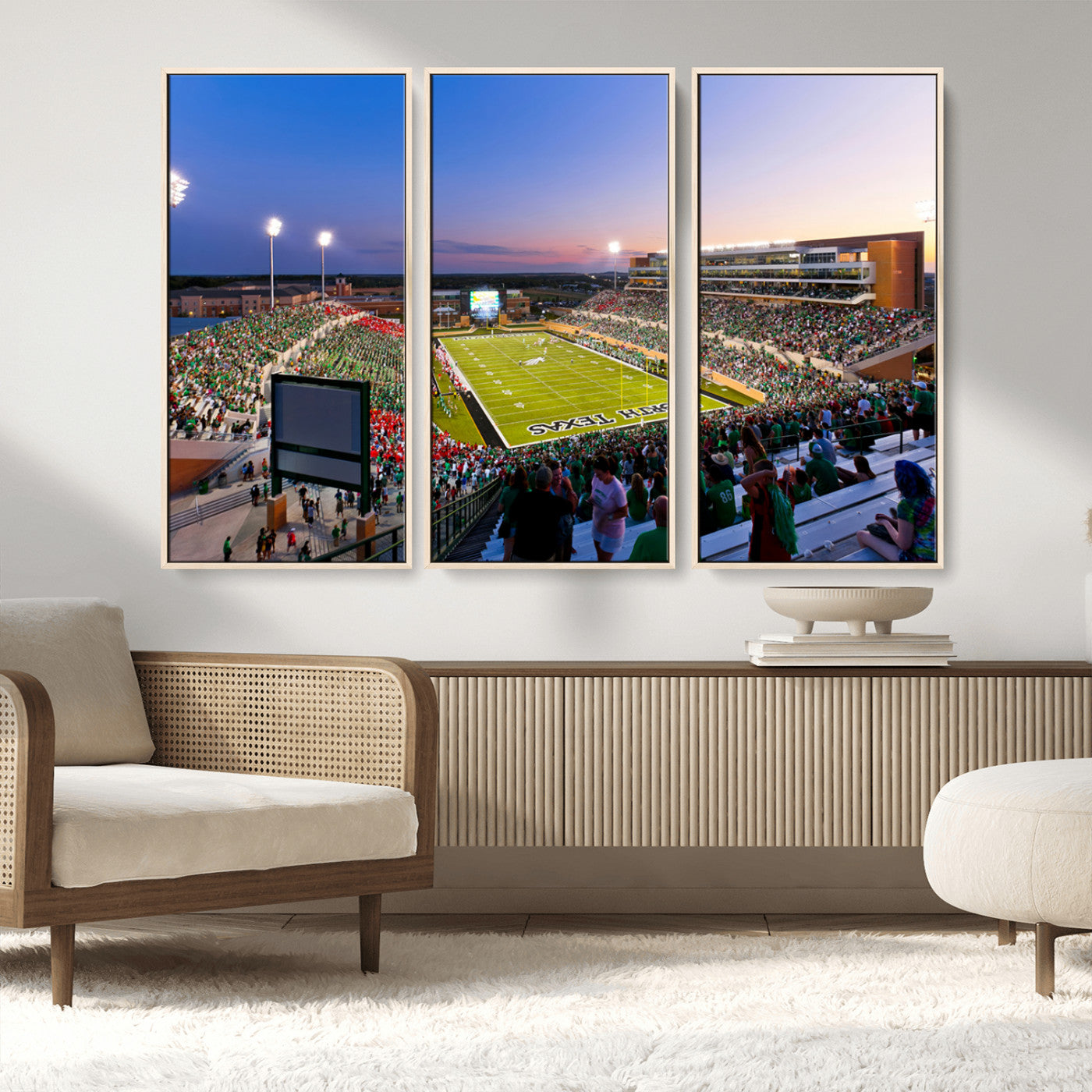 MGV-FC-48X32-3P - University of North Texas Mean Green Football Team Print - Denton DATCU Stadium Canvas Print Wall