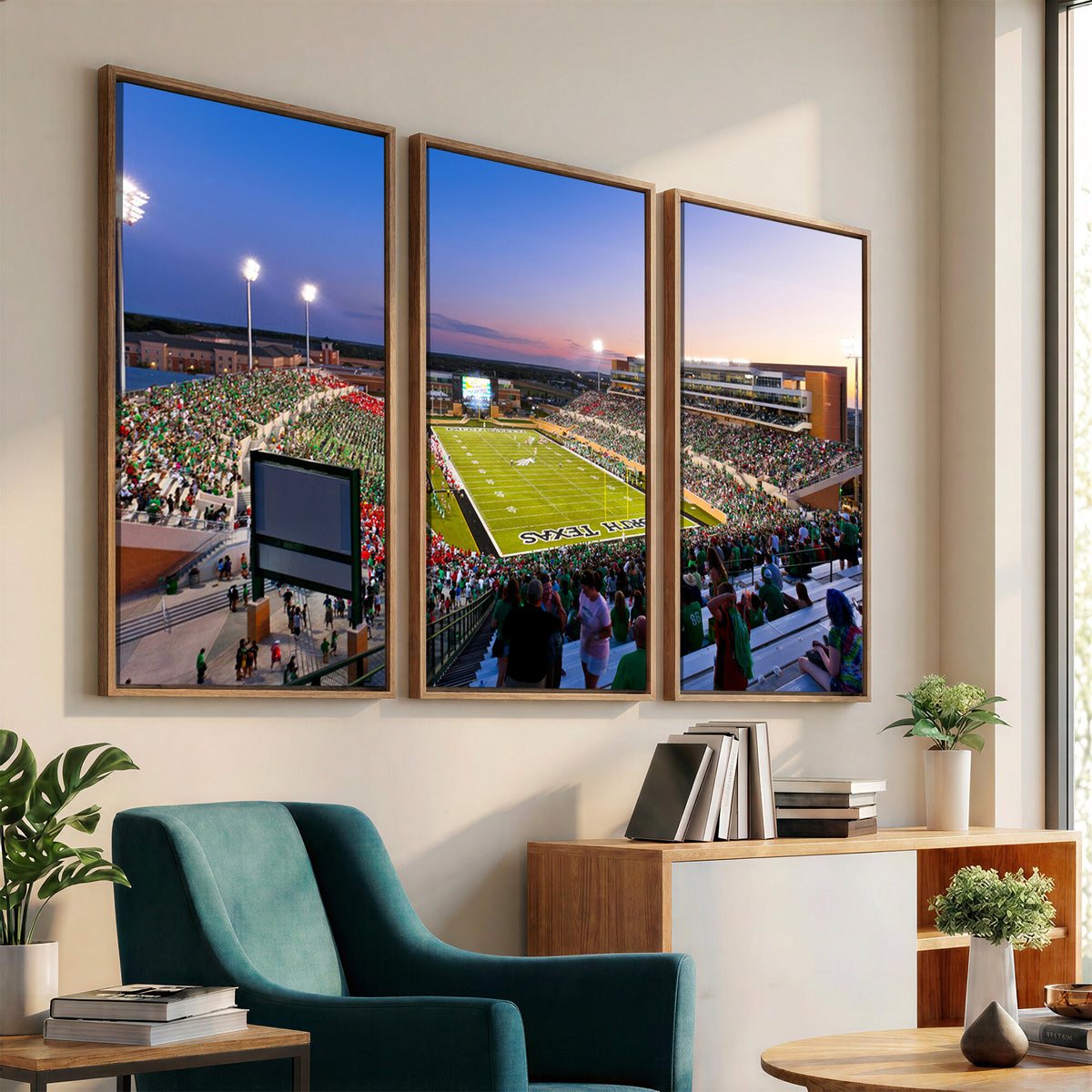 81582-MGV-CV-36X24 - University of North Texas Mean Green Football Team Print - Denton DATCU Stadium Wall Art Canvas