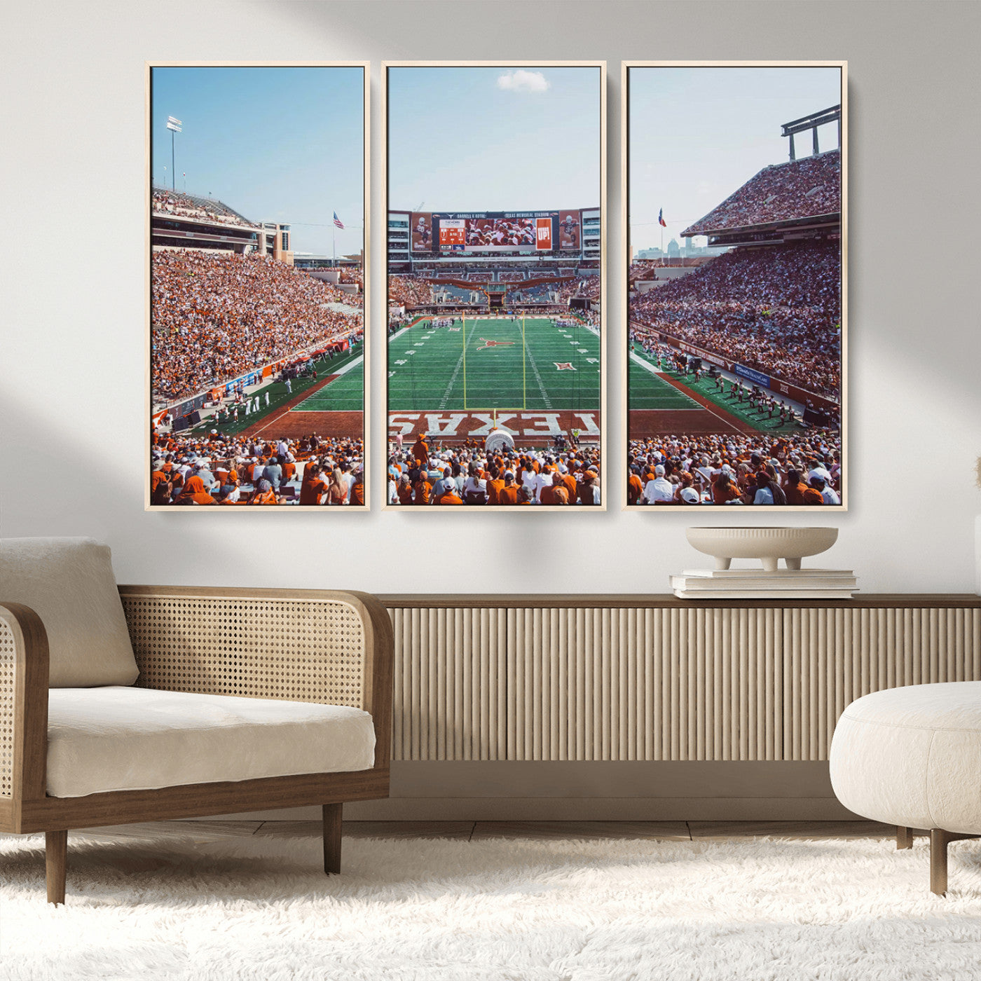 MGV-FC-48X32-3P - Framed Texas Memorial Stadium Canvas, University of Texas Longhorns Football Team Print - Austin