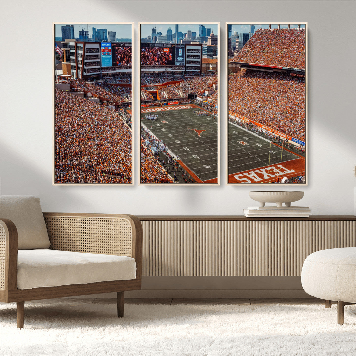 MGV-FC-48X32-3P - University of Texas Longhorns Football Team Print - Austin Darrell K Royal-Texas Memorial Stadium