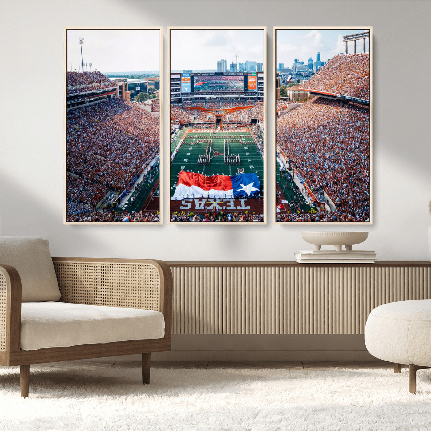 MGV-FC-48X32-3P - University of Texas Longhorns Football Team Canvas Print - Austin Darrell K Royal-Texas Memorial