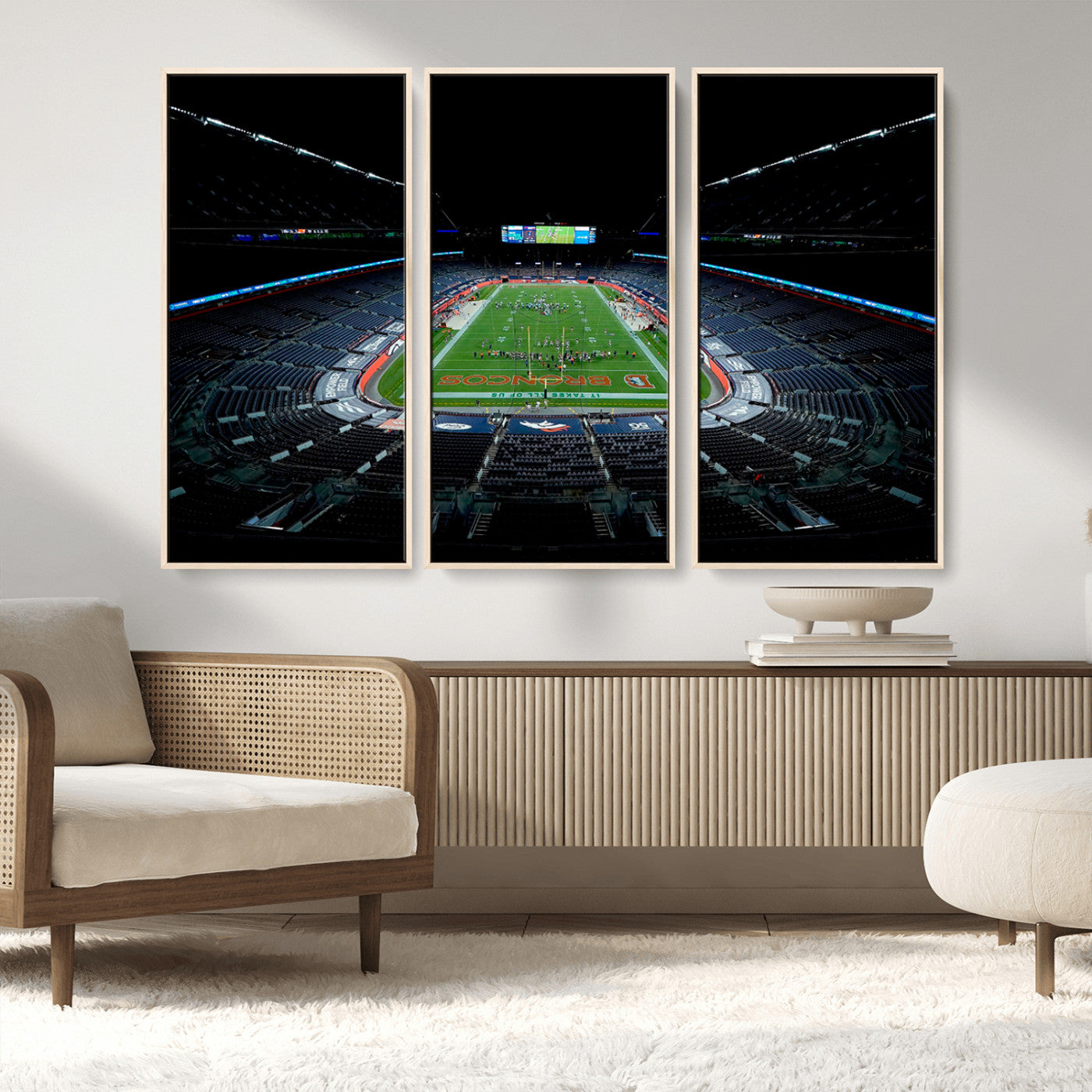 MGV-FC-48X32-3P - Denver Broncos Football Team Print Canvas- Denver Empower Field at Mile High Stadium Wall Art Canvas