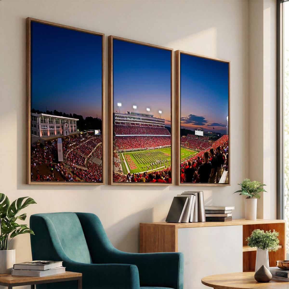 76202-MGV-CV-36X24 - Wolfpack Football Team Wall Art Print - Raleigh Carter-Finley Stadium Wall Art Canvas Print