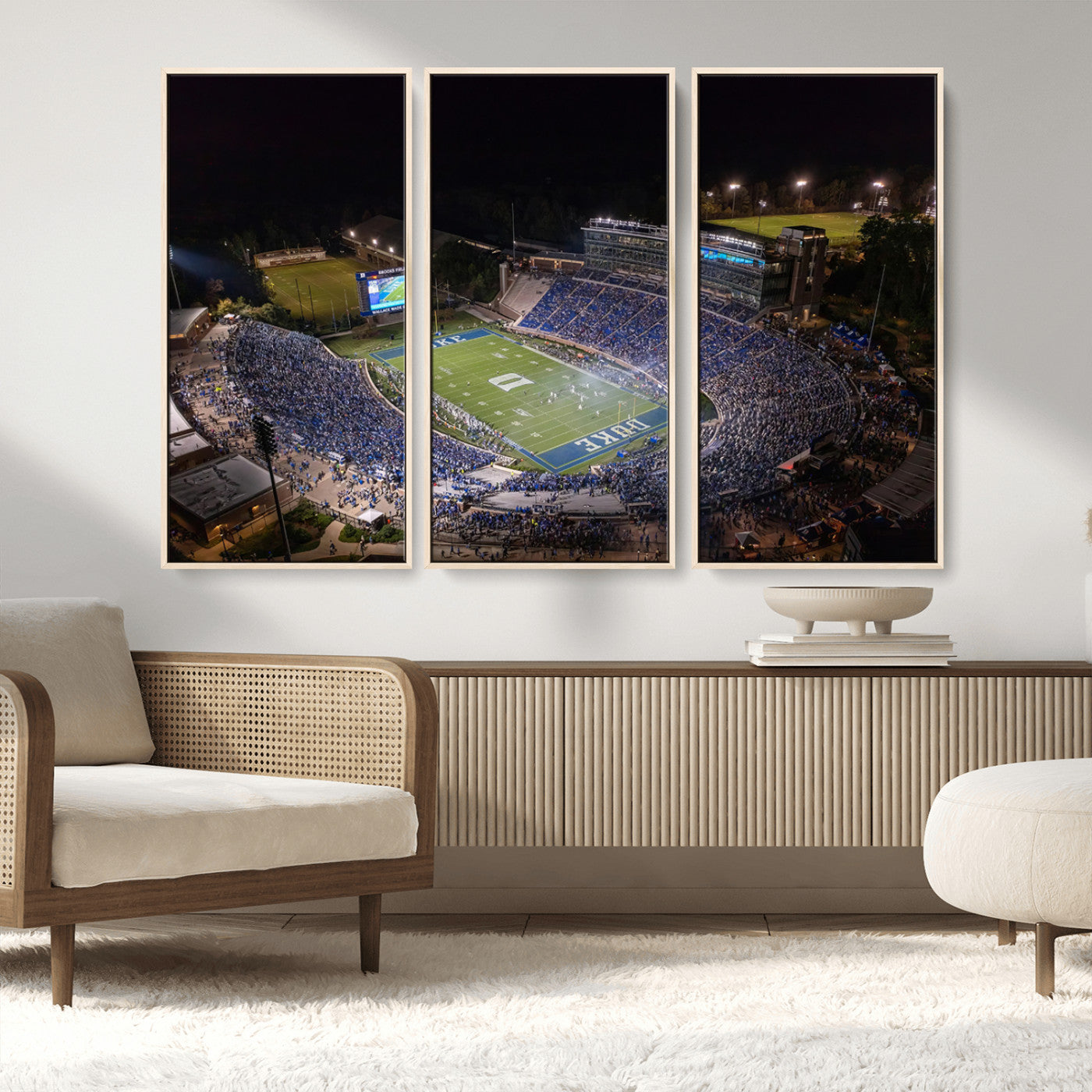MGV-FC-48X32-3P - Duke University Blue Devils Football Print Canvas - Durham Wallace Wade Stadium Wall Art Canvas