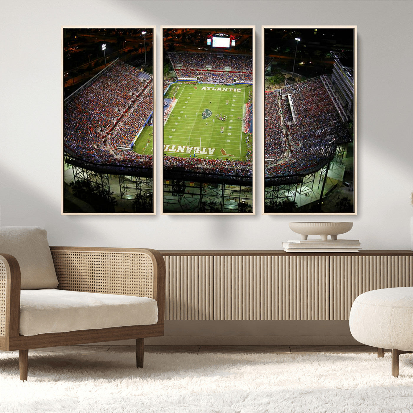 MGV-FC-48X32-3P - Florida Atlantic University Owls Football Team Print - Boca Raton FAU Stadium Wall Art Canvas Print