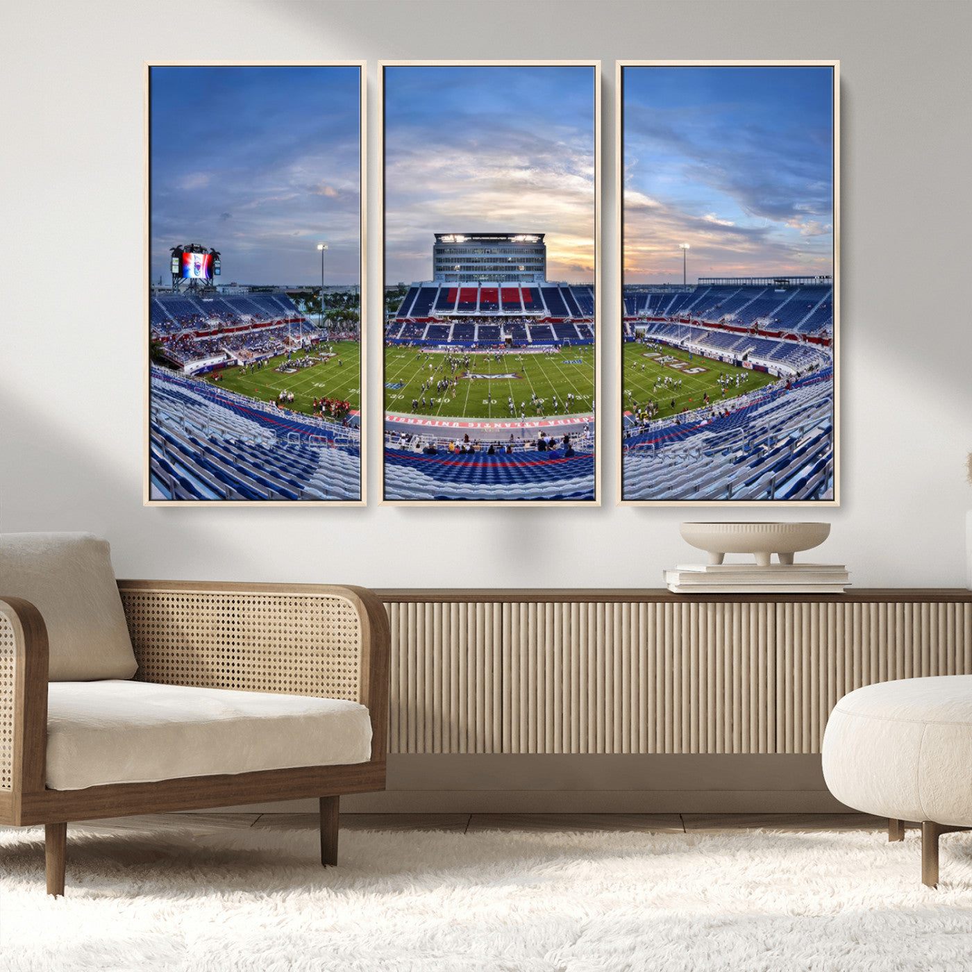 MGV-FC-48X32-3P - Florida Atlantic University Owls Football Team Print - Boca Raton FAU Stadium Wall Art Canvas Print