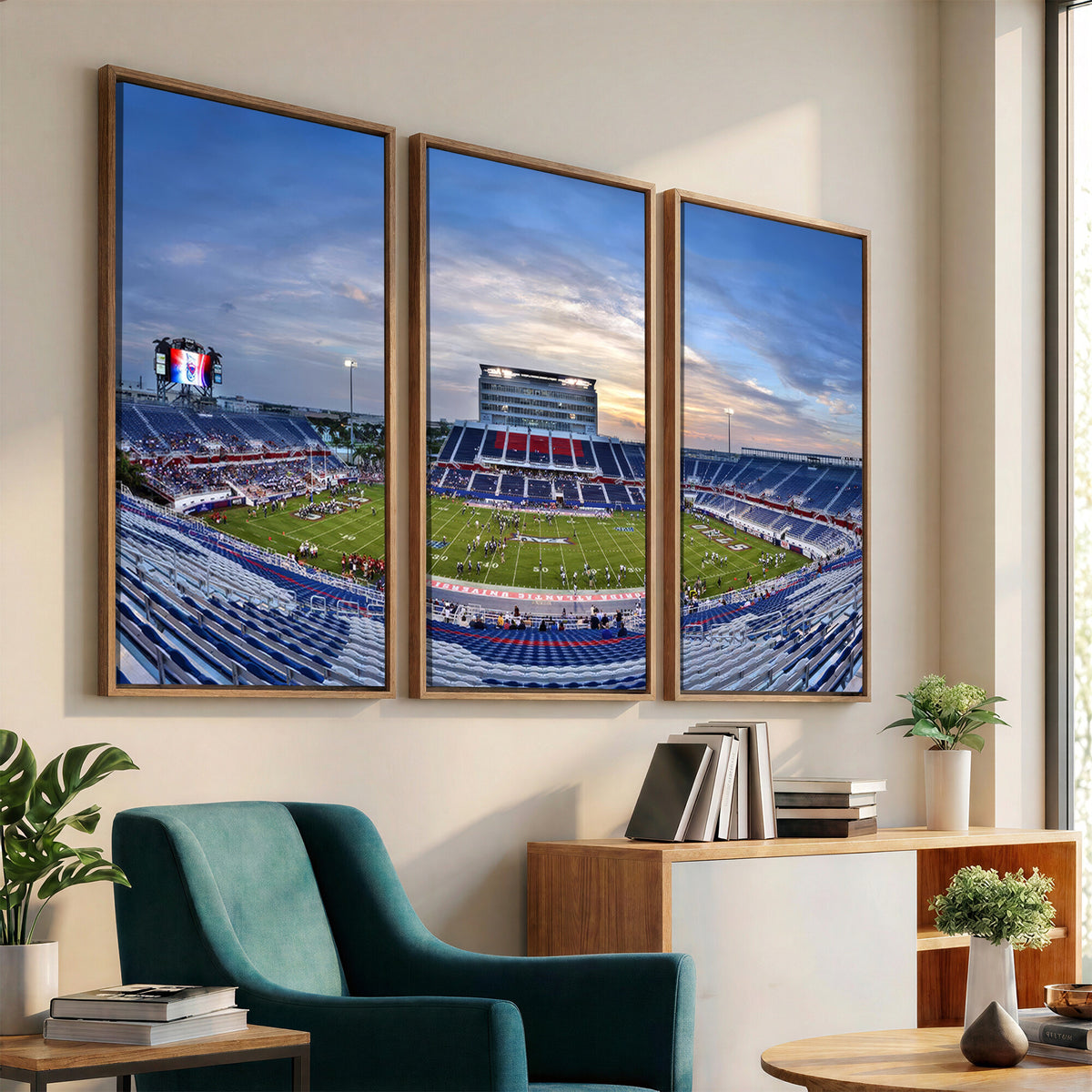 69559-MGV-CV-36X24 - Florida Atlantic University Owls Football Team Print - Boca Raton FAU Stadium Wall Art Canvas Print