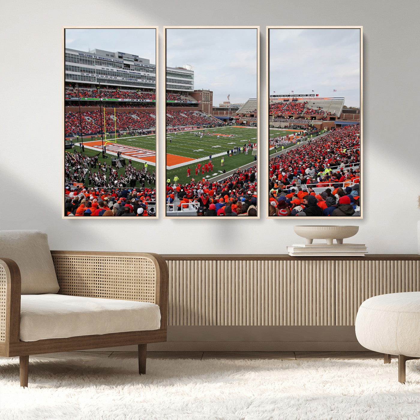 MGV-FC-48X32-3P - University of Illinois Fighting Illini Football Team Print - Champaign Illinois Memorial Stadium
