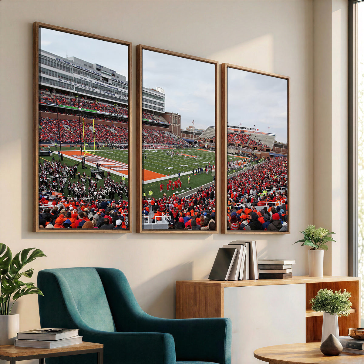 86851-MGV-CV-36X24 - University of Illinois Fighting Illini Football Team Print - Champaign Illinois Memorial Stadium