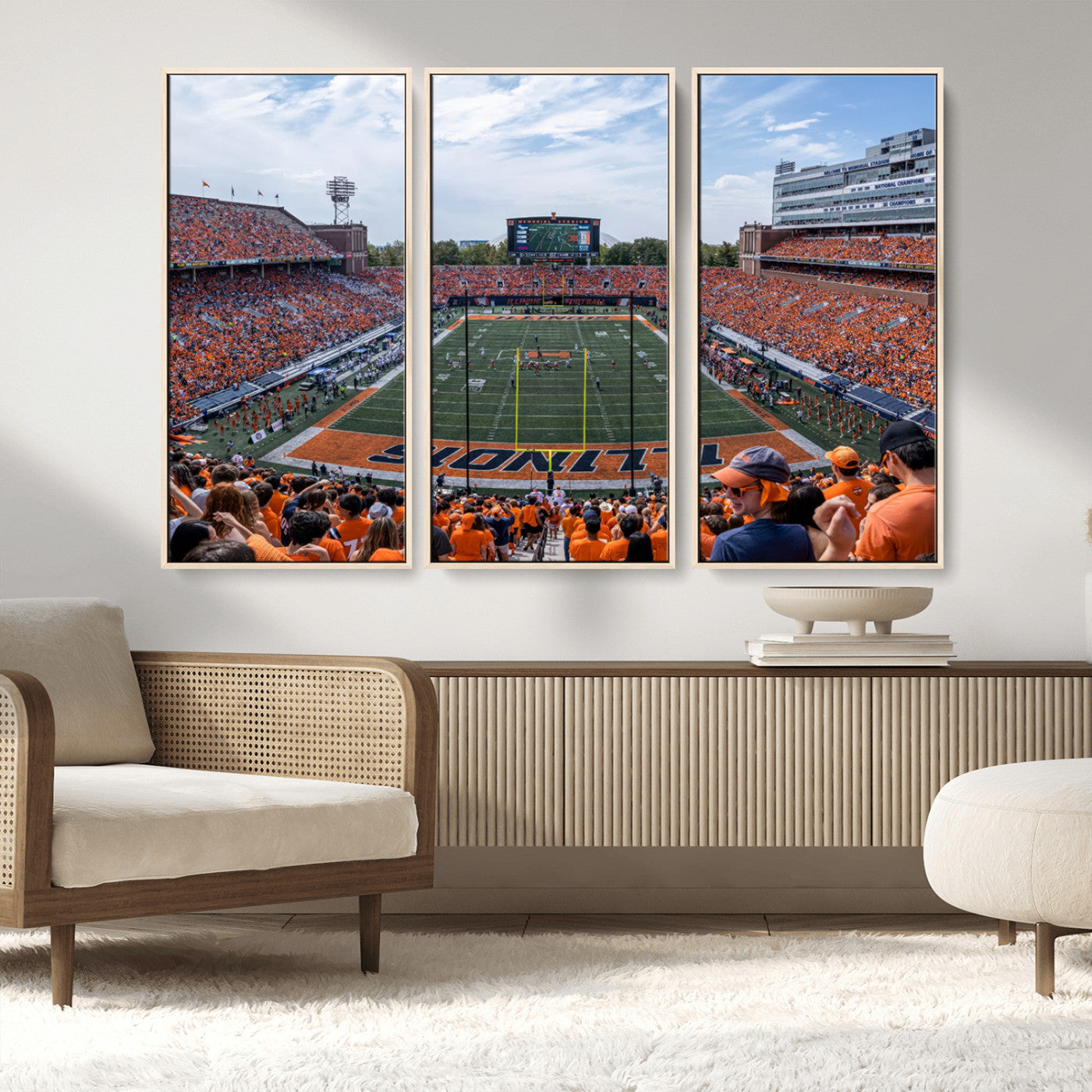 MGV-FC-48X32-3P - University of Illinois Fighting Illini Football Team Print Canvas - Champaign Illinois Memorial