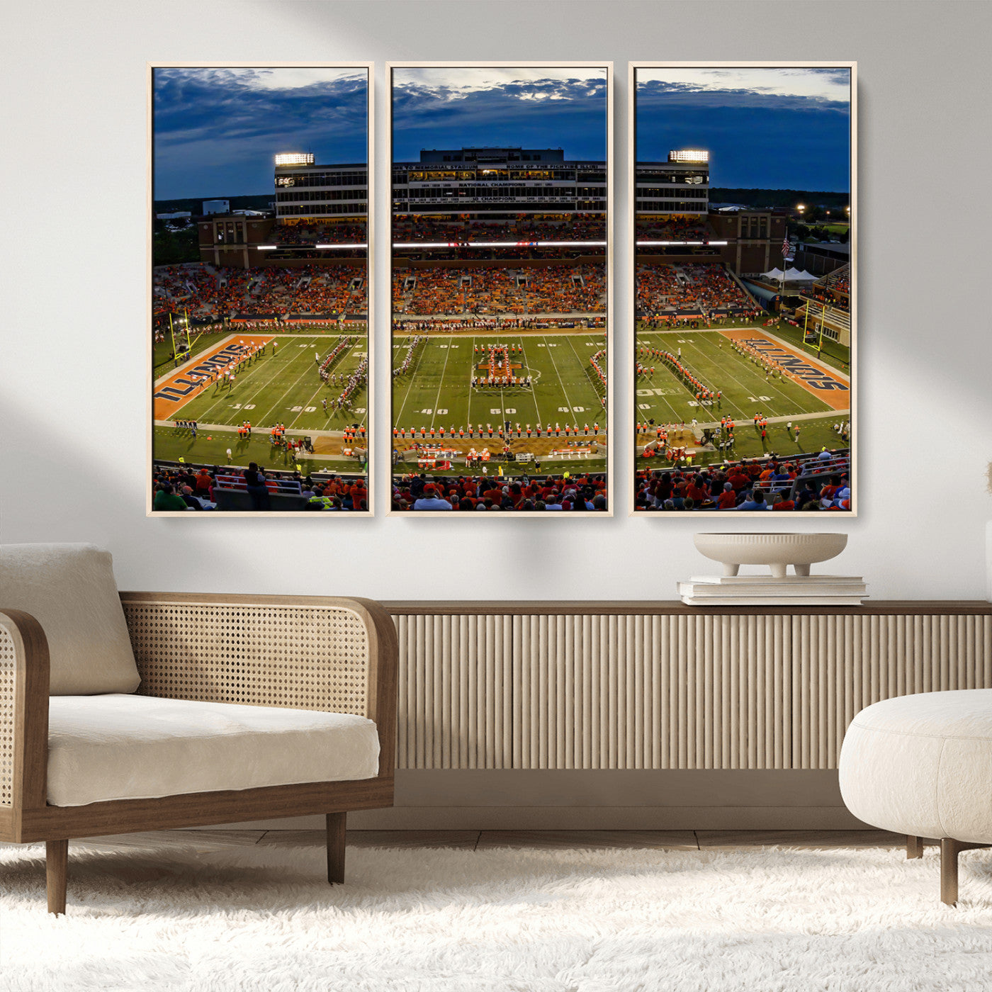 MGV-FC-48X32-3P - University of Illinois Fighting Illini Football Team Print - Champaign Illinois Memorial Stadium