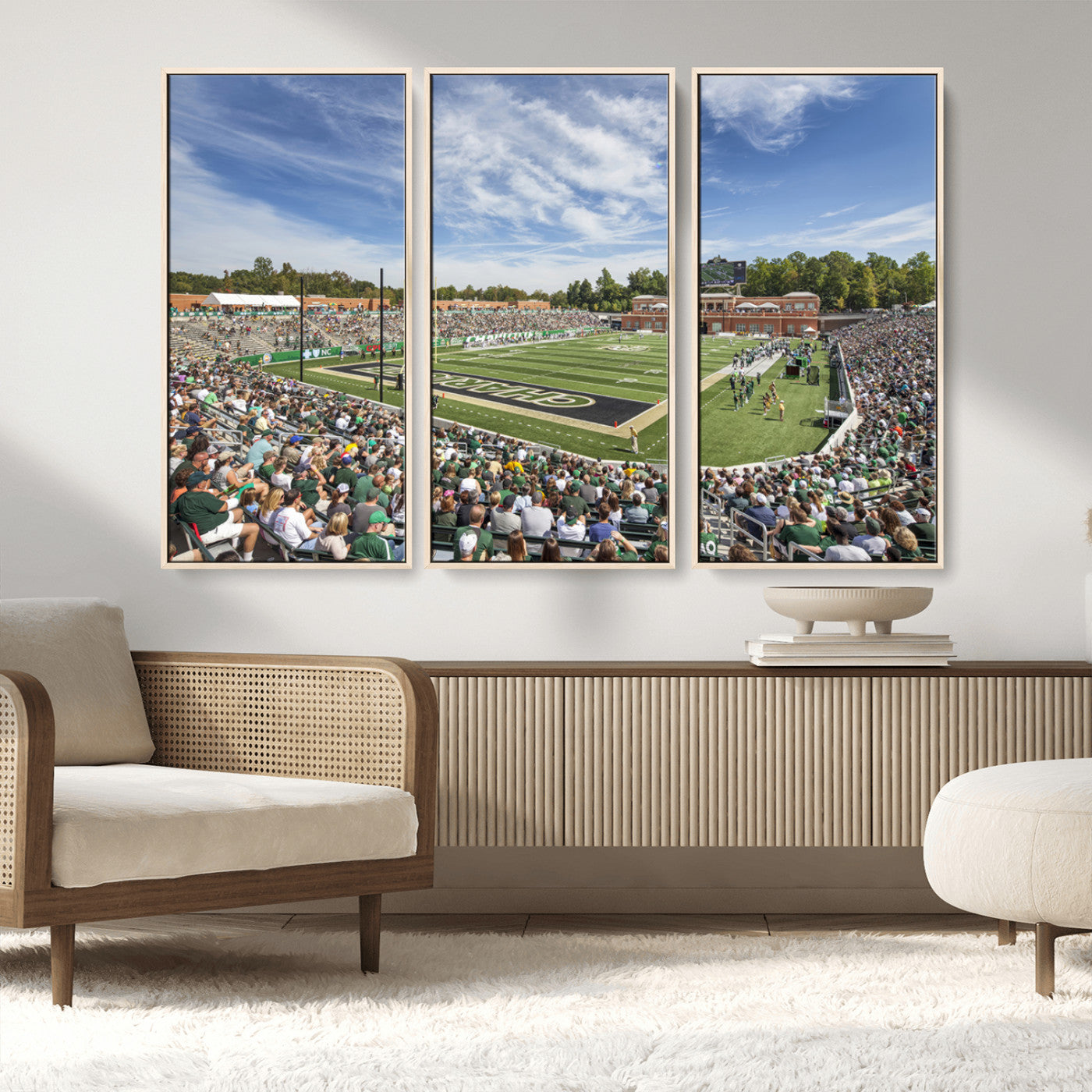 MGV-FC-48X32-3P - University of Charlotte 49ers Football Team Print - Charlotte Jerry Richardson Stadium Canvas Print
