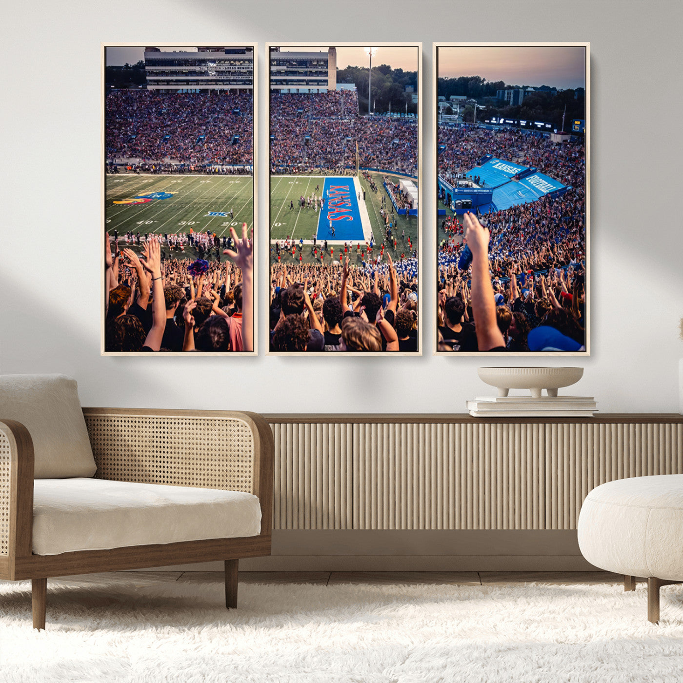 MGV-FC-48X32-3P - University of Kansas Jayhawks Football Team Art Print - Lawrence Kansas Memorial Stadium Wall Art