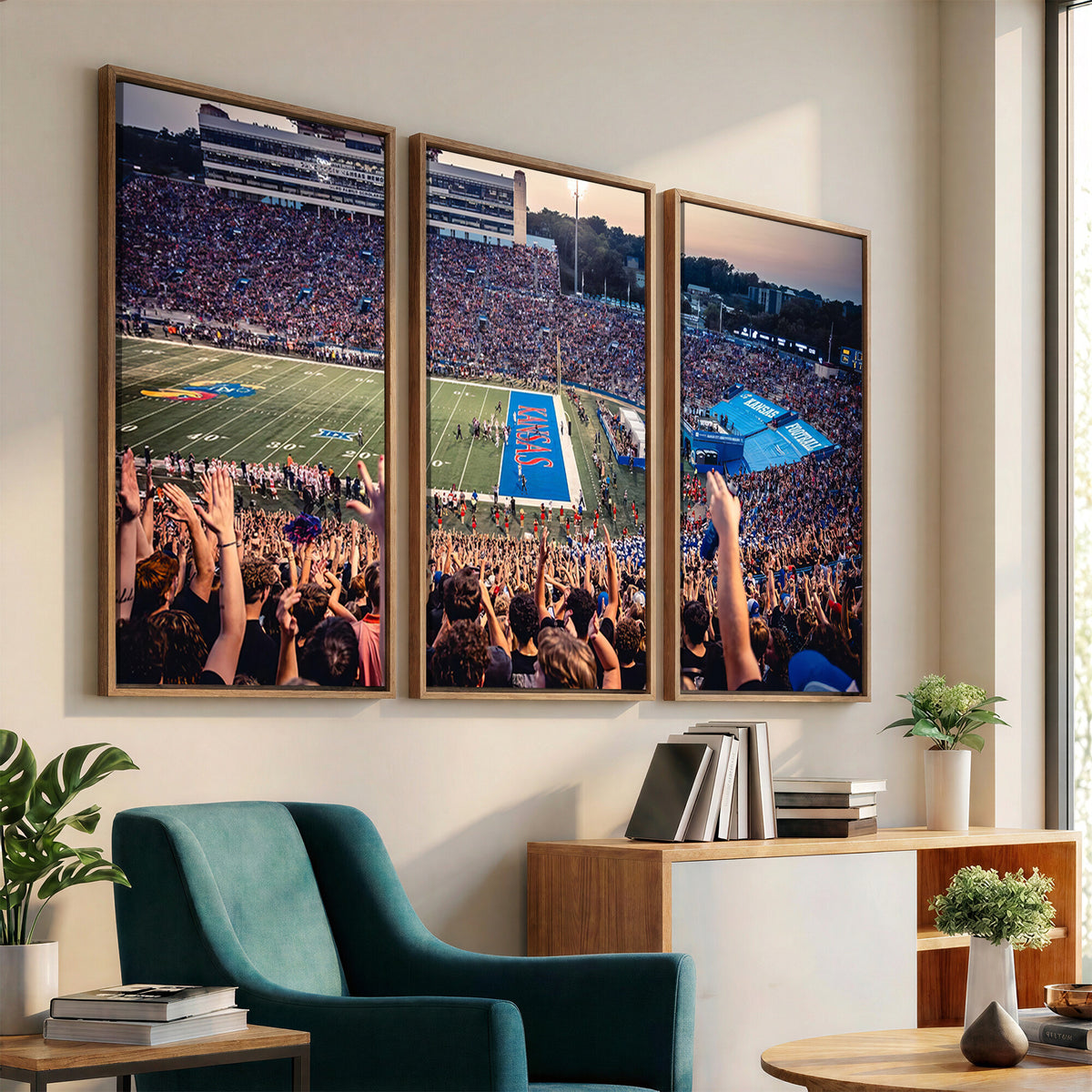 40169-MGV-CV-36X24 - University of Kansas Jayhawks Football Team Art Print - Lawrence Kansas Memorial Stadium Wall Art