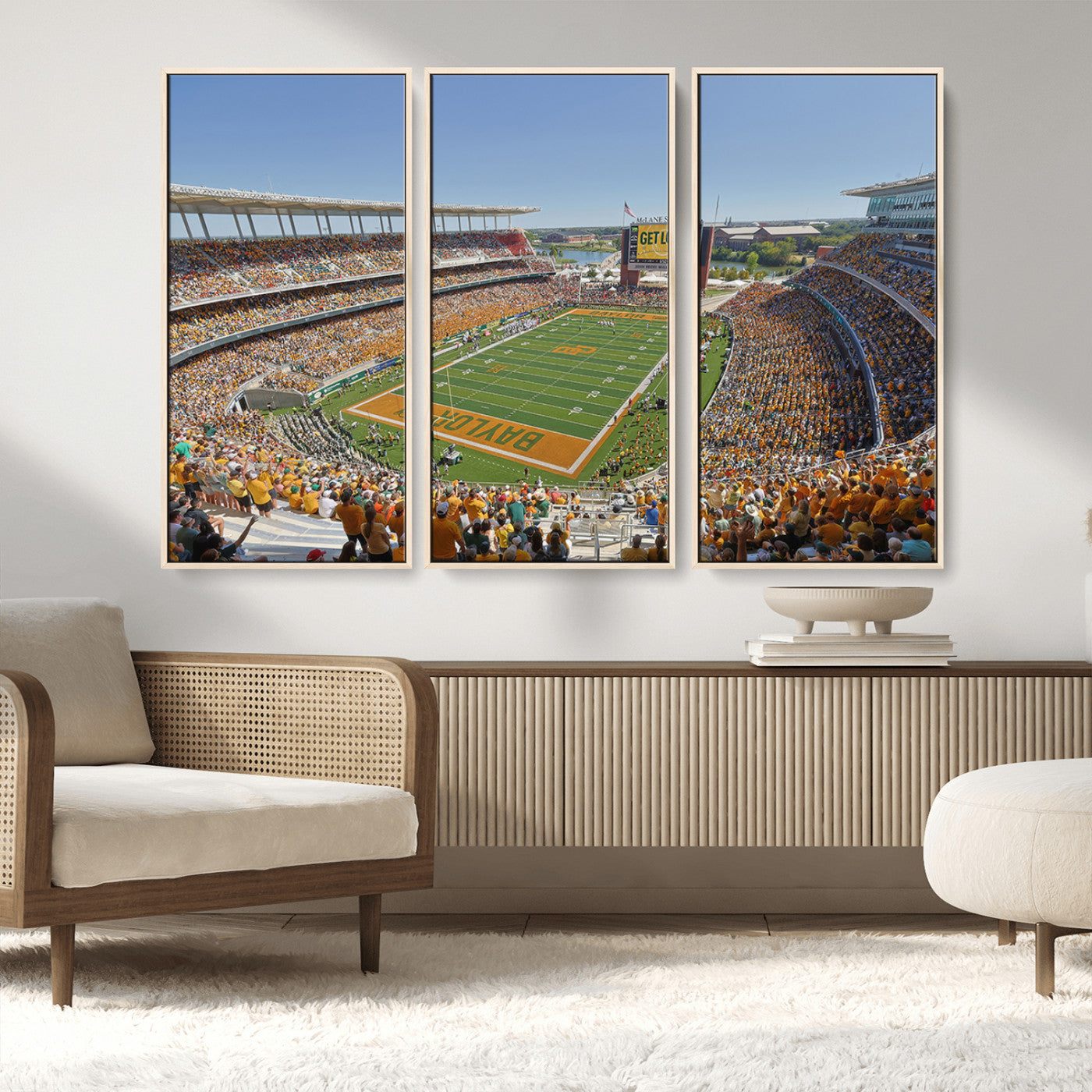 MGV-FC-48X32-3P - Baylor University Bears Football Team Print - Waco McLane Stadium Wall Art Canvas Print