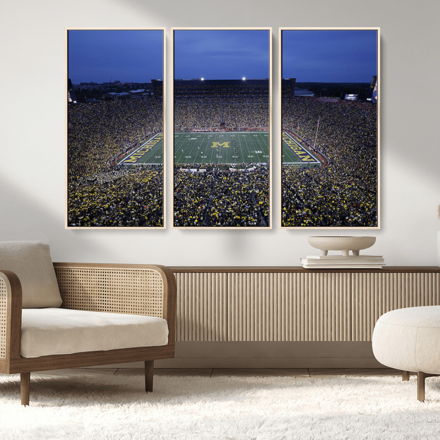 MGV-FC-48X32-3P - University of Michigan Wolverines Football Team Print - Ann Arbor Michigan Stadium Wall Art Canvas