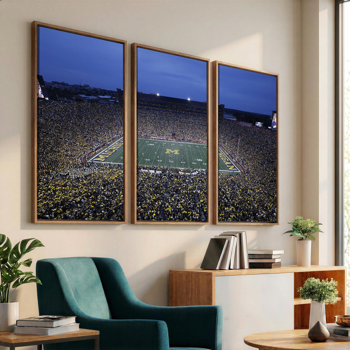 34202-MGV-CV-36X24 - University of Michigan Wolverines Football Team Print - Ann Arbor Michigan Stadium Wall Art Canvas