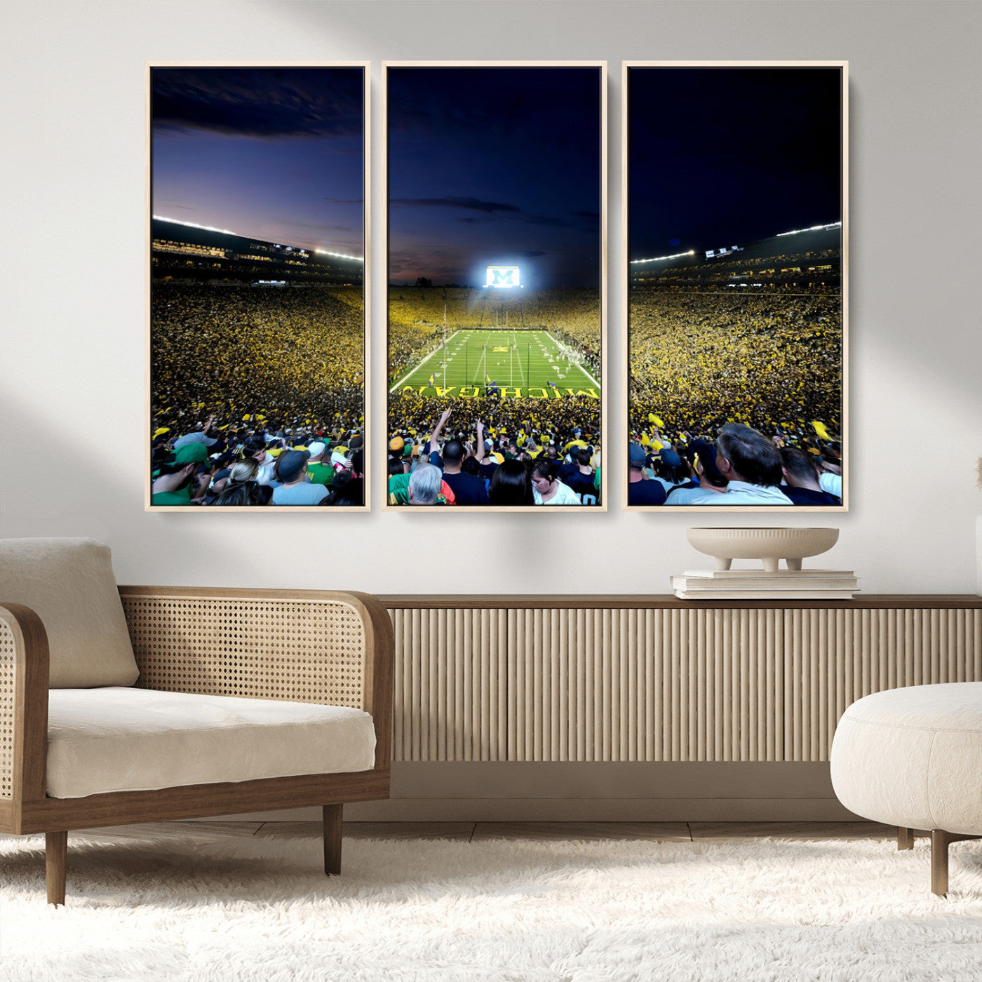 MGV-FC-48X32-3P - University of Michigan Wolverines Football Team Print - Ann Arbor Michigan Stadium Canvas Print