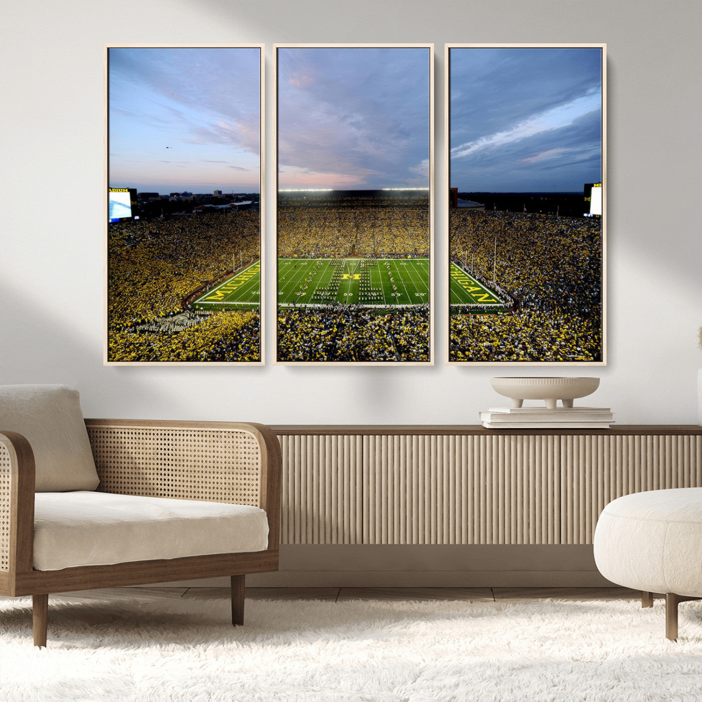 MGV-FC-48X32-3P - University of Michigan Wolverines Football Team Print - Ann Arbor Michigan Stadium Wall Art Canvas