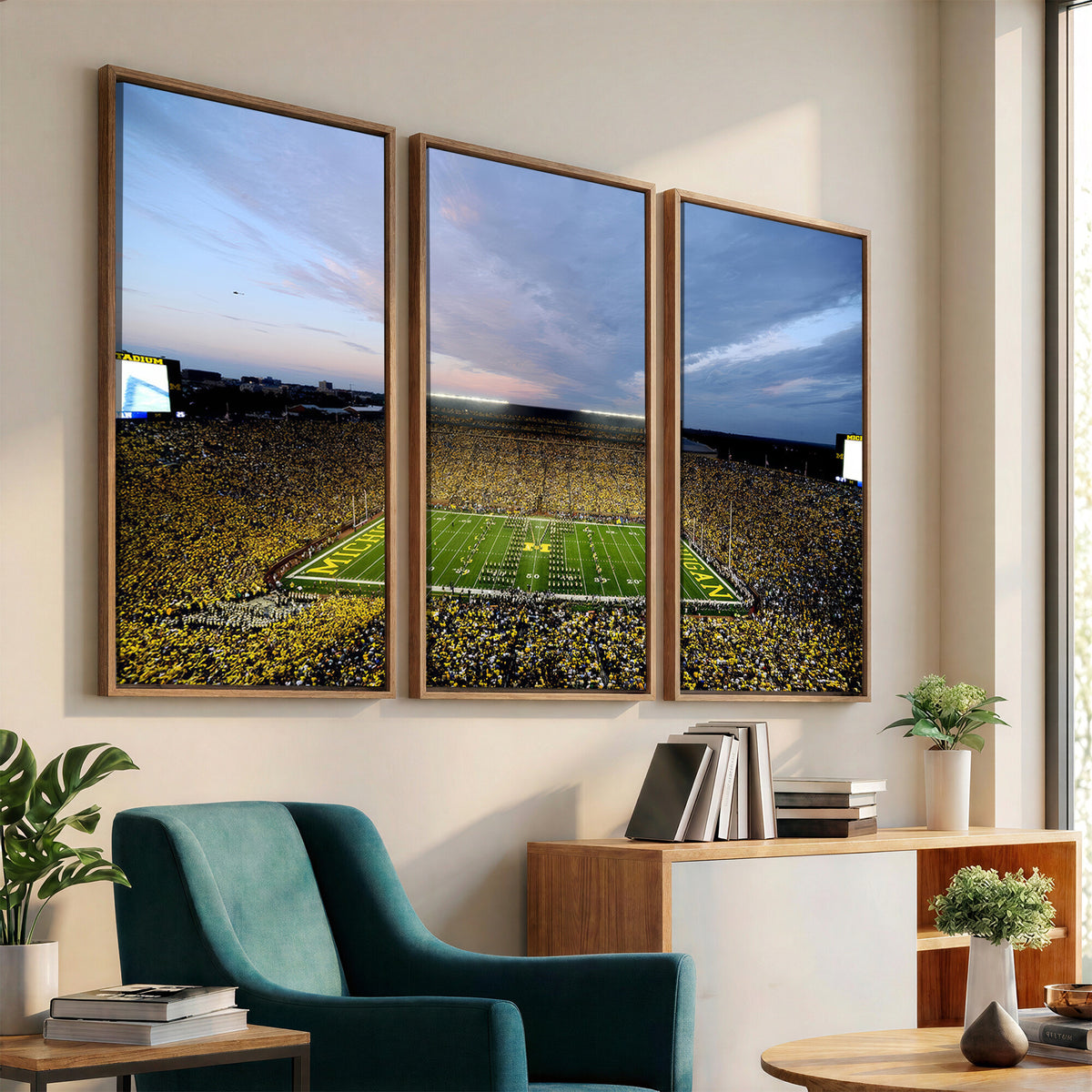 82641-MGV-CV-36X24 - University of Michigan Wolverines Football Team Print - Ann Arbor Michigan Stadium Wall Art Canvas